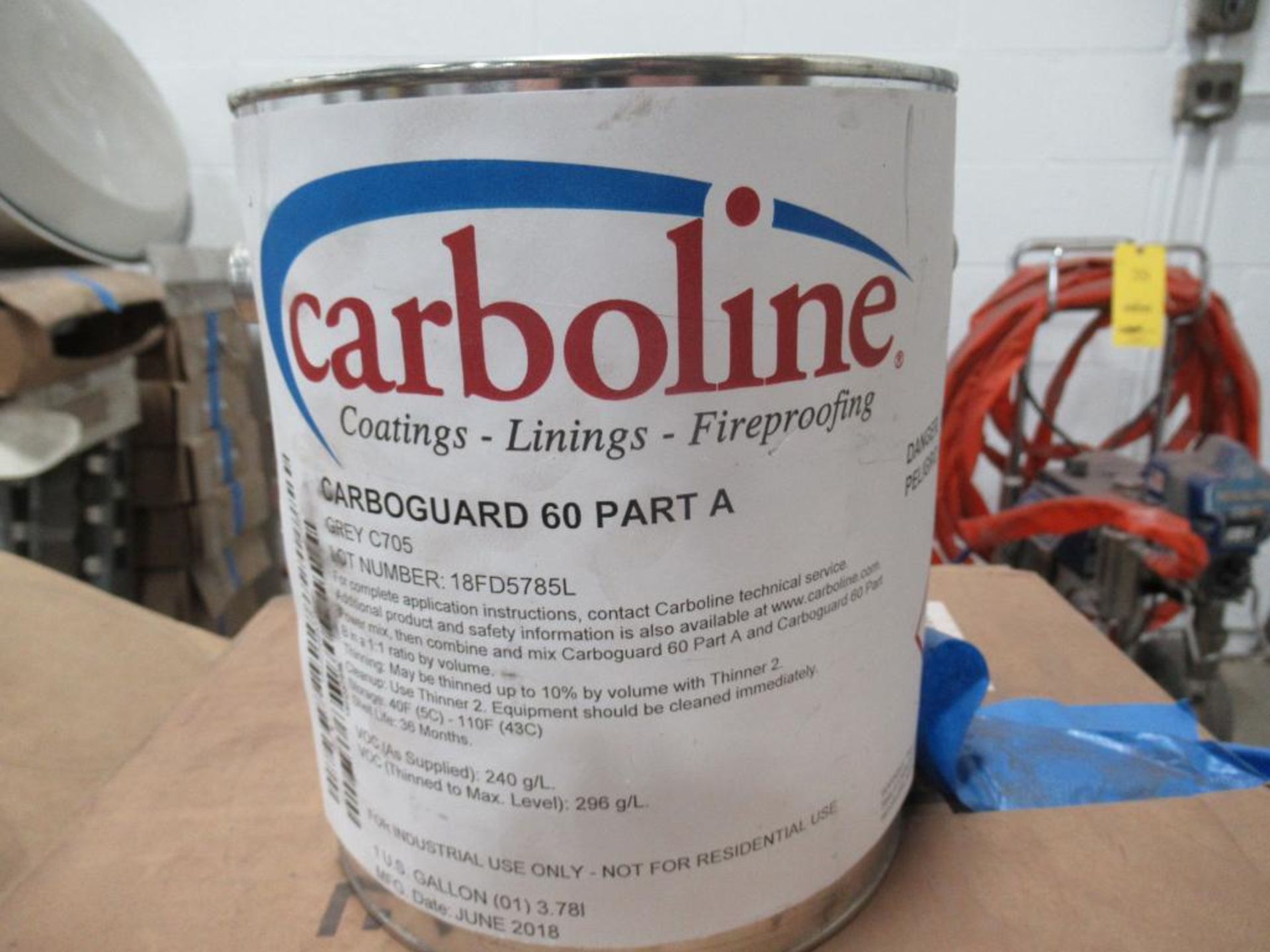 LOT: (10) 5-Gallon Lucas Roof Top Coating & Cases 1 Gallon Carboline Carboguard 60 Part A on Pallet - Image 3 of 3