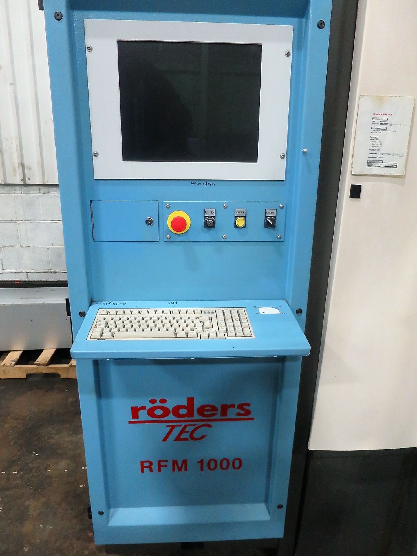 RODERS RFM 1000 HIGH SPEED 3-AXIS CNC VERTICAL MACHINING CENTER, S/N 10722-65, NEW 2004 - Image 8 of 16