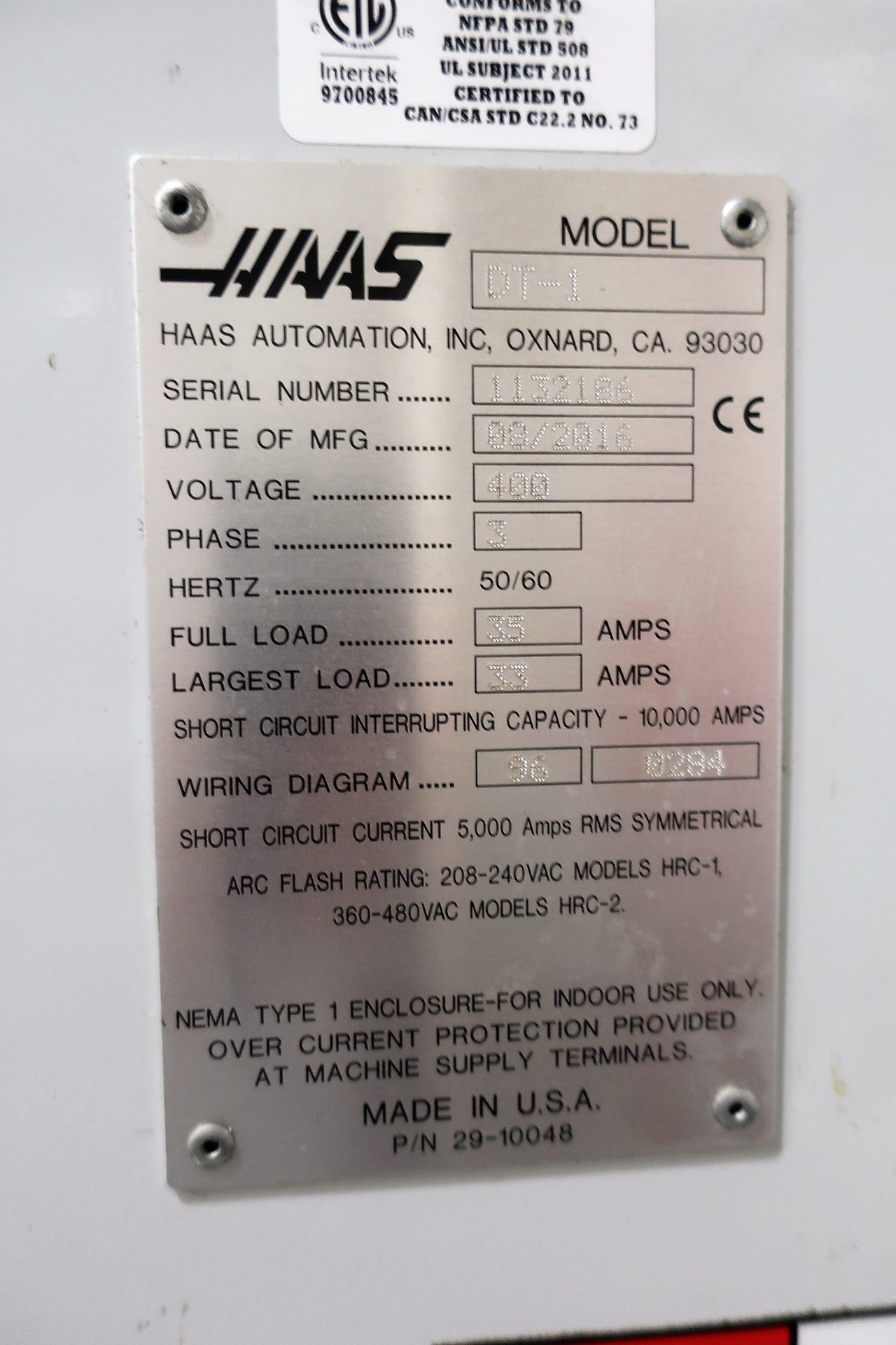 HAAS DT-1 4-AXIS CNC DRILL/TAP/VERTICAL MACHINING CENTER, S/N 1132186, New 2016 - Image 10 of 10
