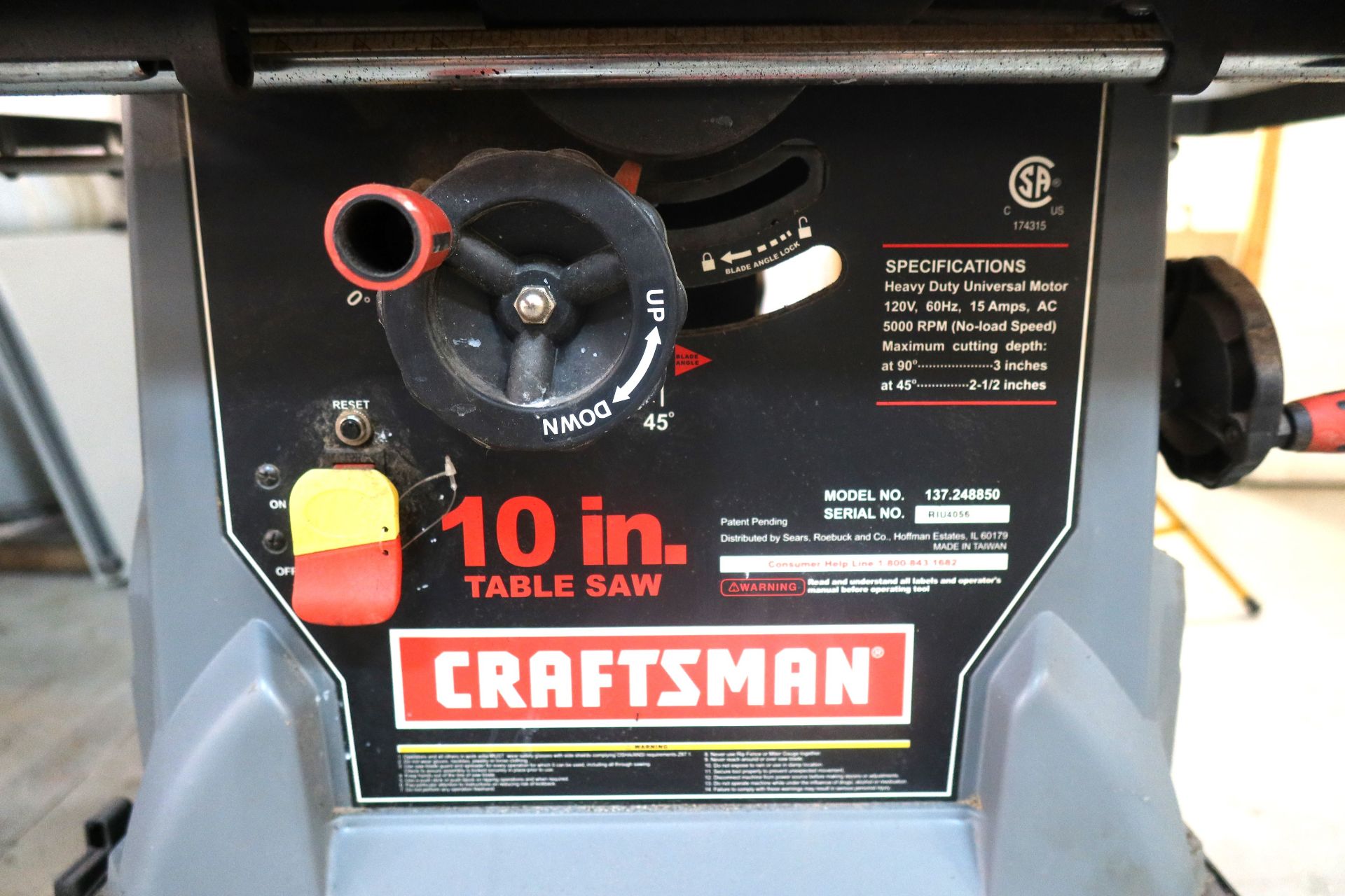Craftsman 10" Table Saw - Image 2 of 2