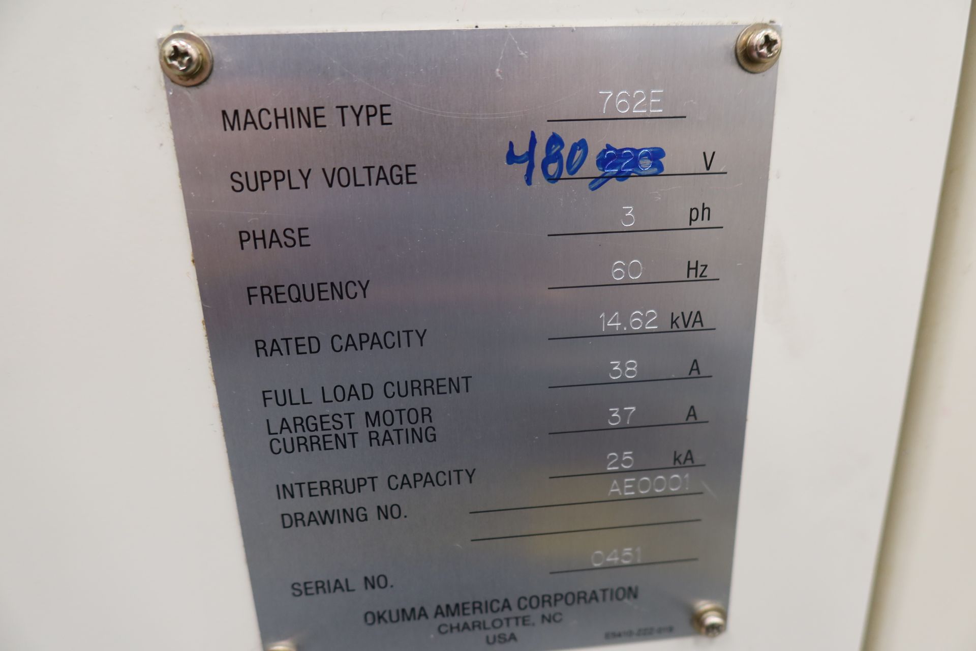 2001 Okuma 762E 2-Axis CNC Lathe SN 0451 - Image 8 of 9