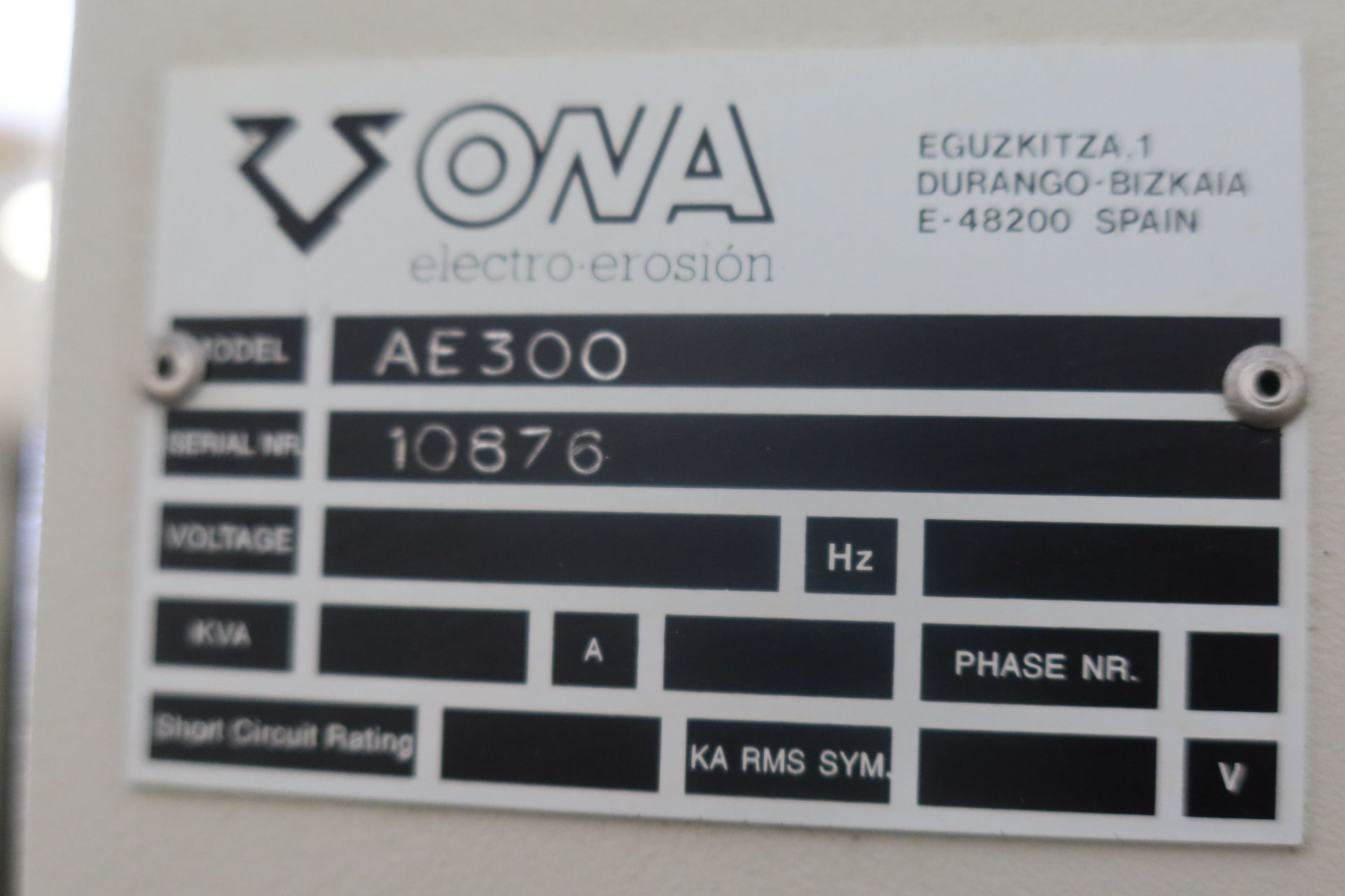 2005 ONA 5-Axis Wire EDM Model AE300 SN 10876 - Image 8 of 13