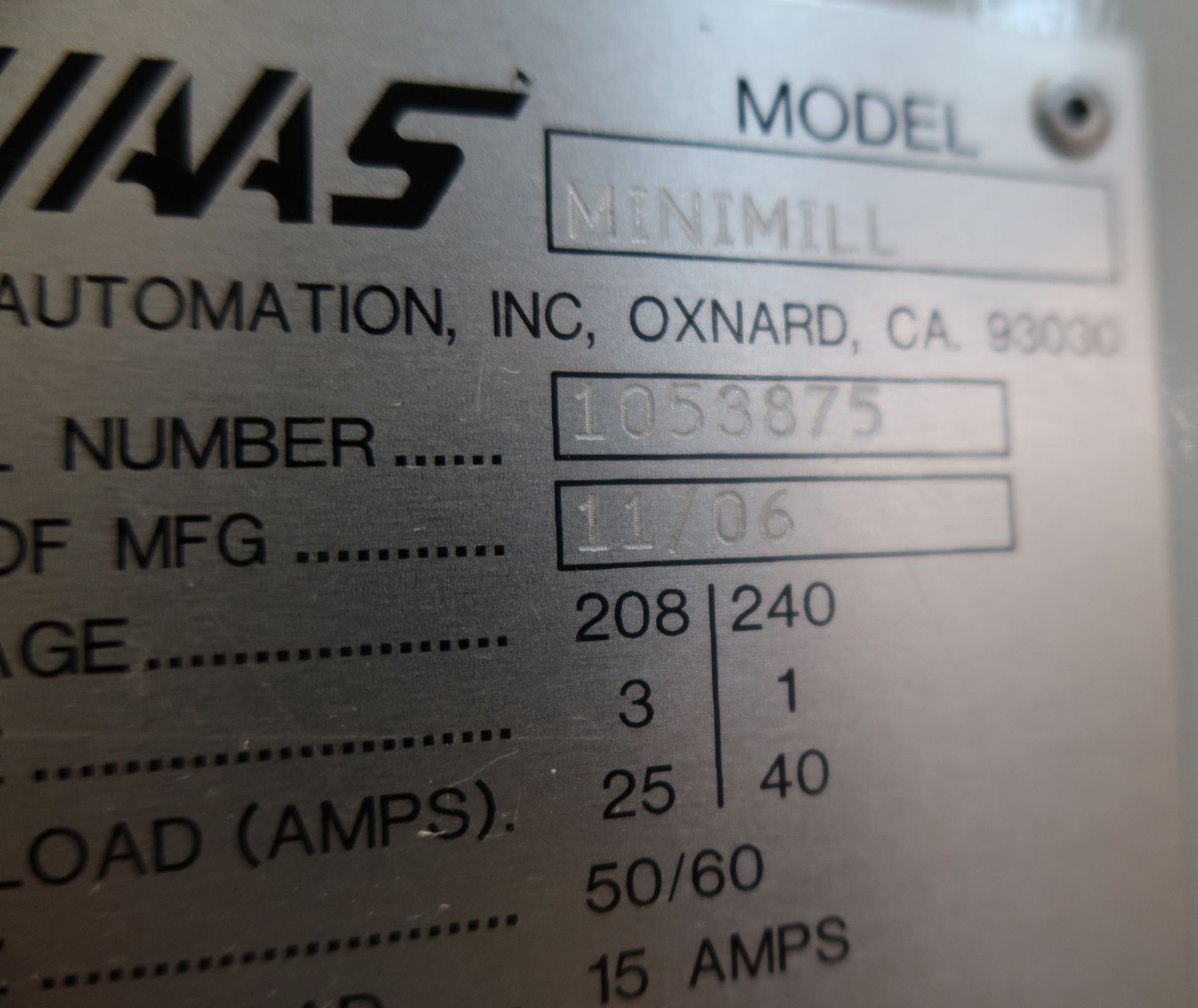 2006 Haas Mini Mill CNC 4-Axis Vertical Machining Center, SN 1053875 - Image 8 of 8