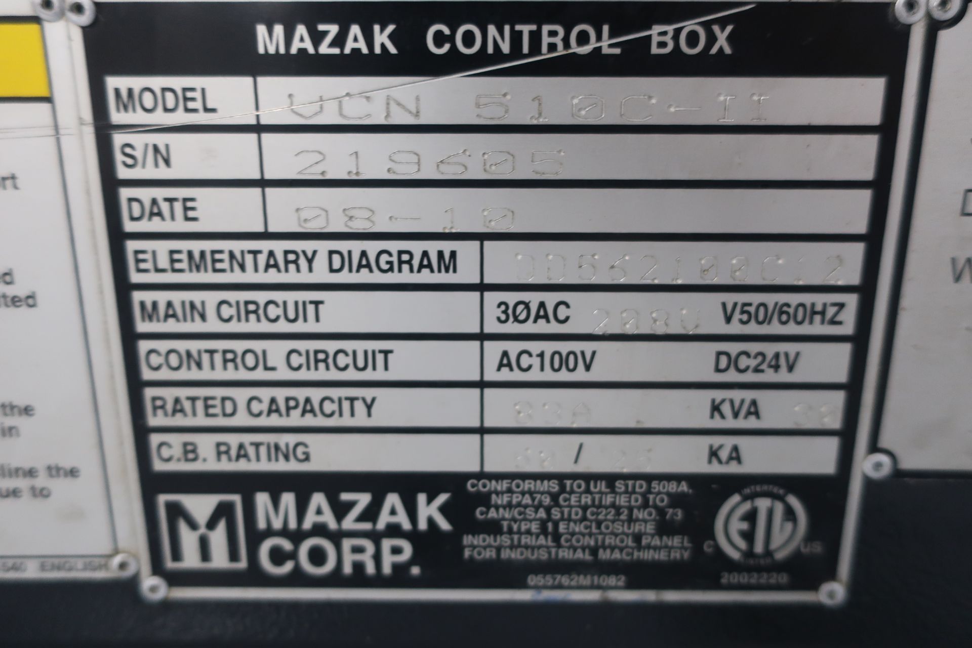 MAZAK NEXUS VCN-510C-II CNC VERTICAL MACHINING CENTER, S/N 219605, NEW 2010 - Image 11 of 14