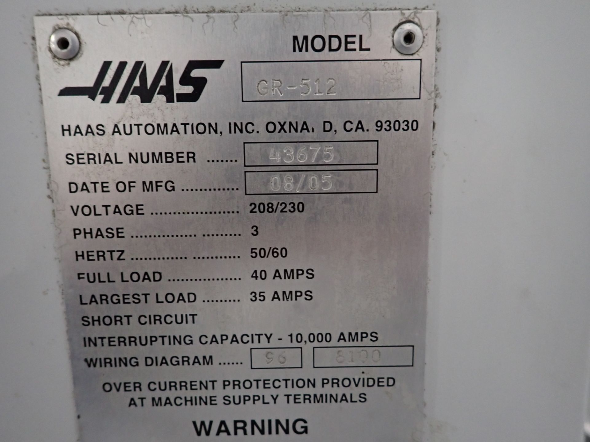 60" x 144" HAAS GR-512 CNC 3-AXIS GANTRY ROUTER/VERTICAL MACHINING CENTER, S/N 43675, New 2005 - Image 10 of 11