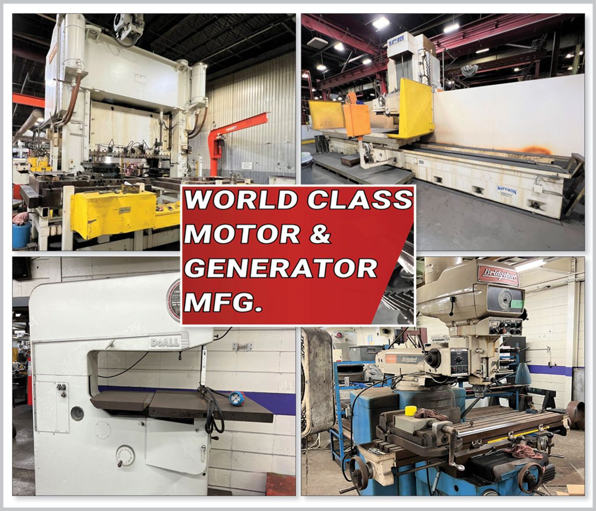 Surplus Assets of World Class Motor and Generator Manufacturer