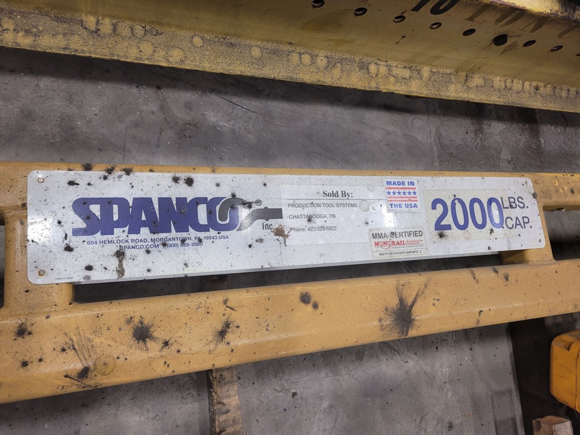 Spanco 2000-Lb. Capacity Free Standing Bridge Crane - Image 6 of 8