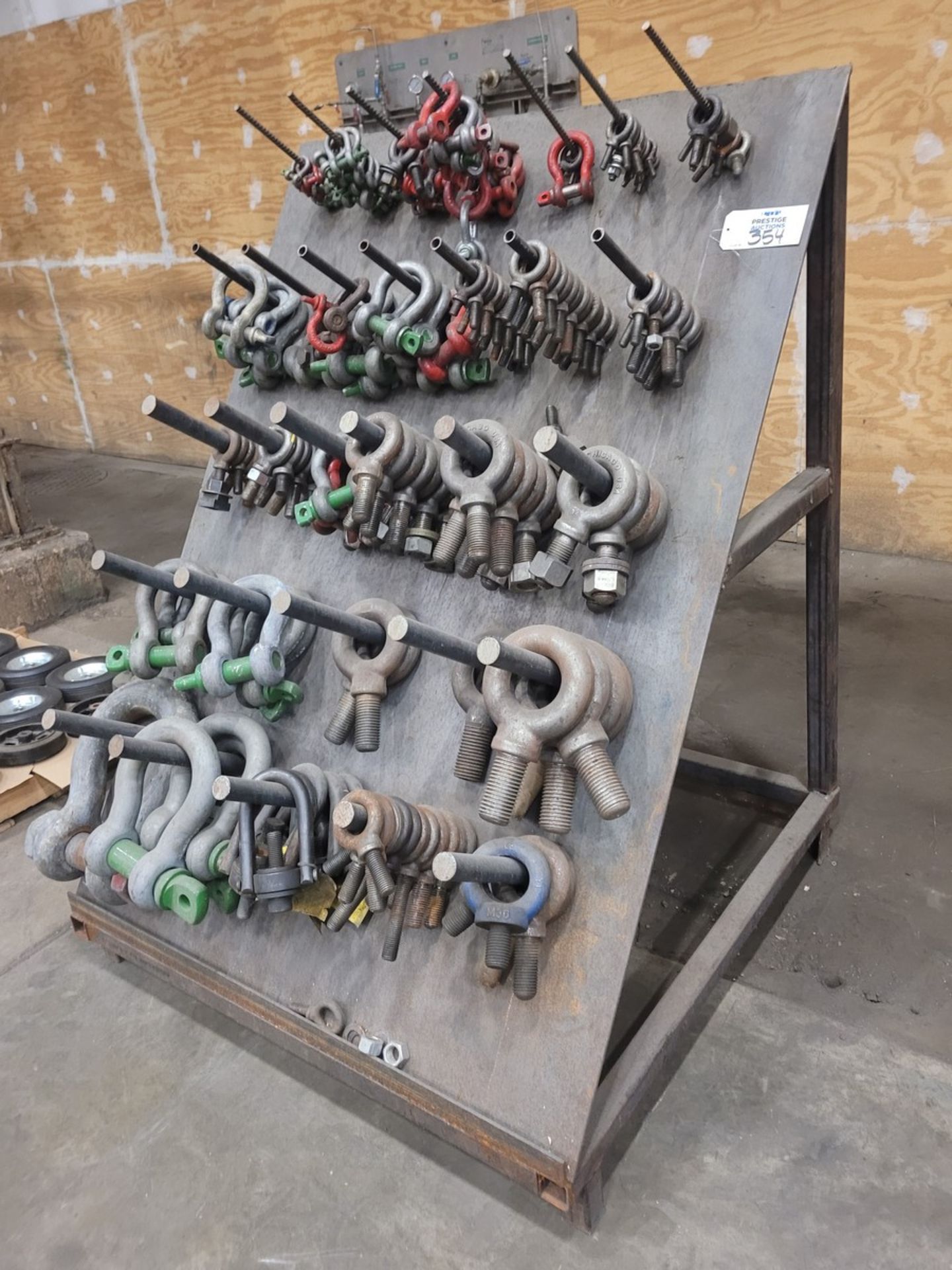 Steel A-Frame Rack with Contents of I-Bolts & Lifting Shackles