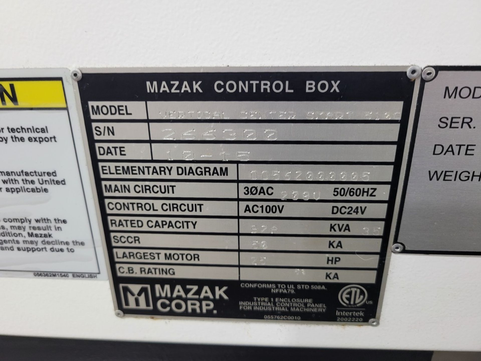 Mazak VCN Smart 510C CNC Vertical Machining Center - Image 12 of 14