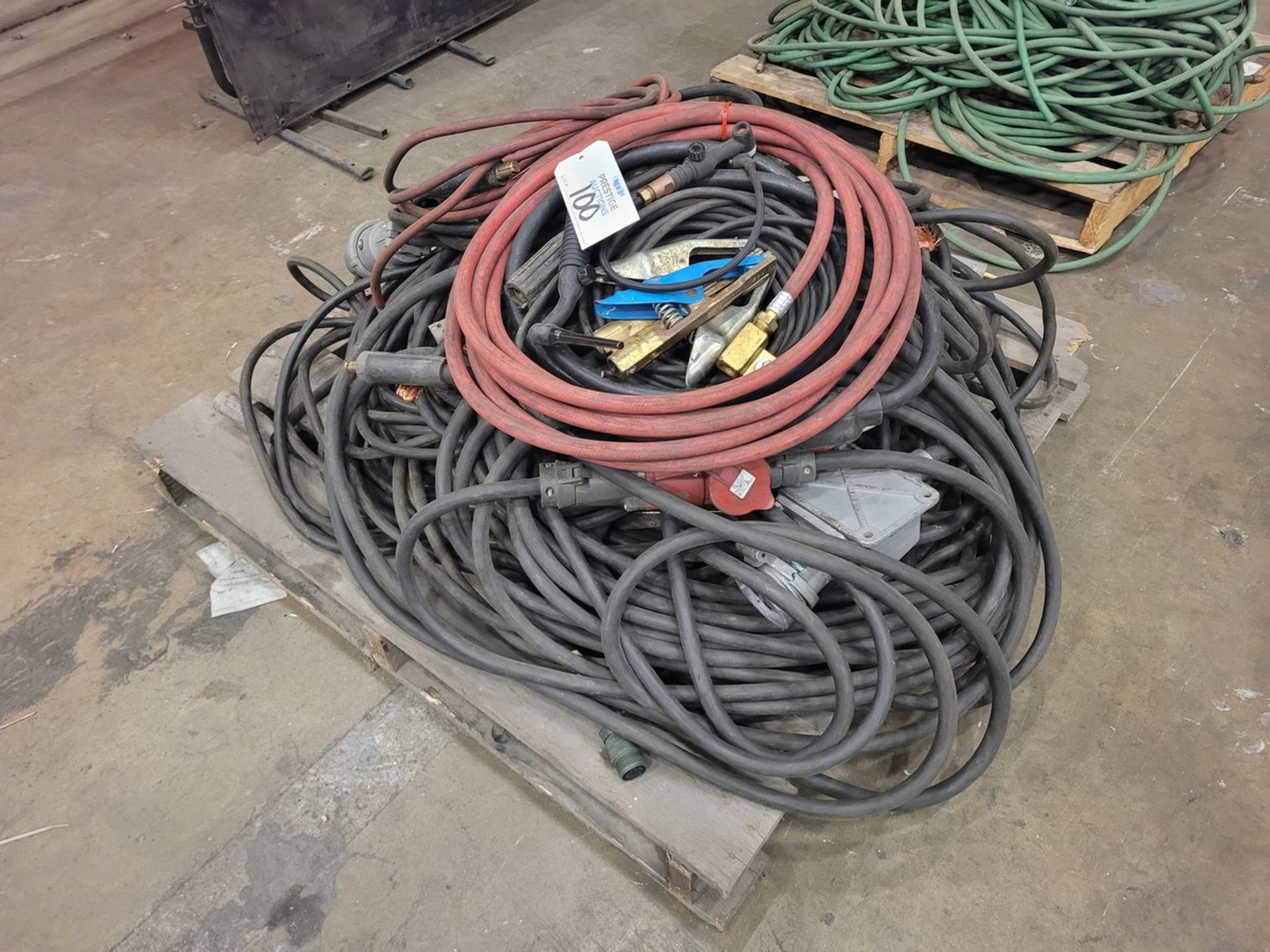 (2) Pallets of Welding Ground Wires, Welding Leads, 3PH Power Cords, Welding Hose Etc.