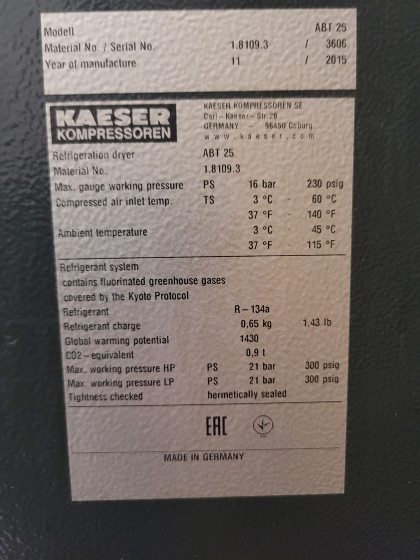 Kaeser AirCenter SK20 20 HP Air Compressor - Image 7 of 7