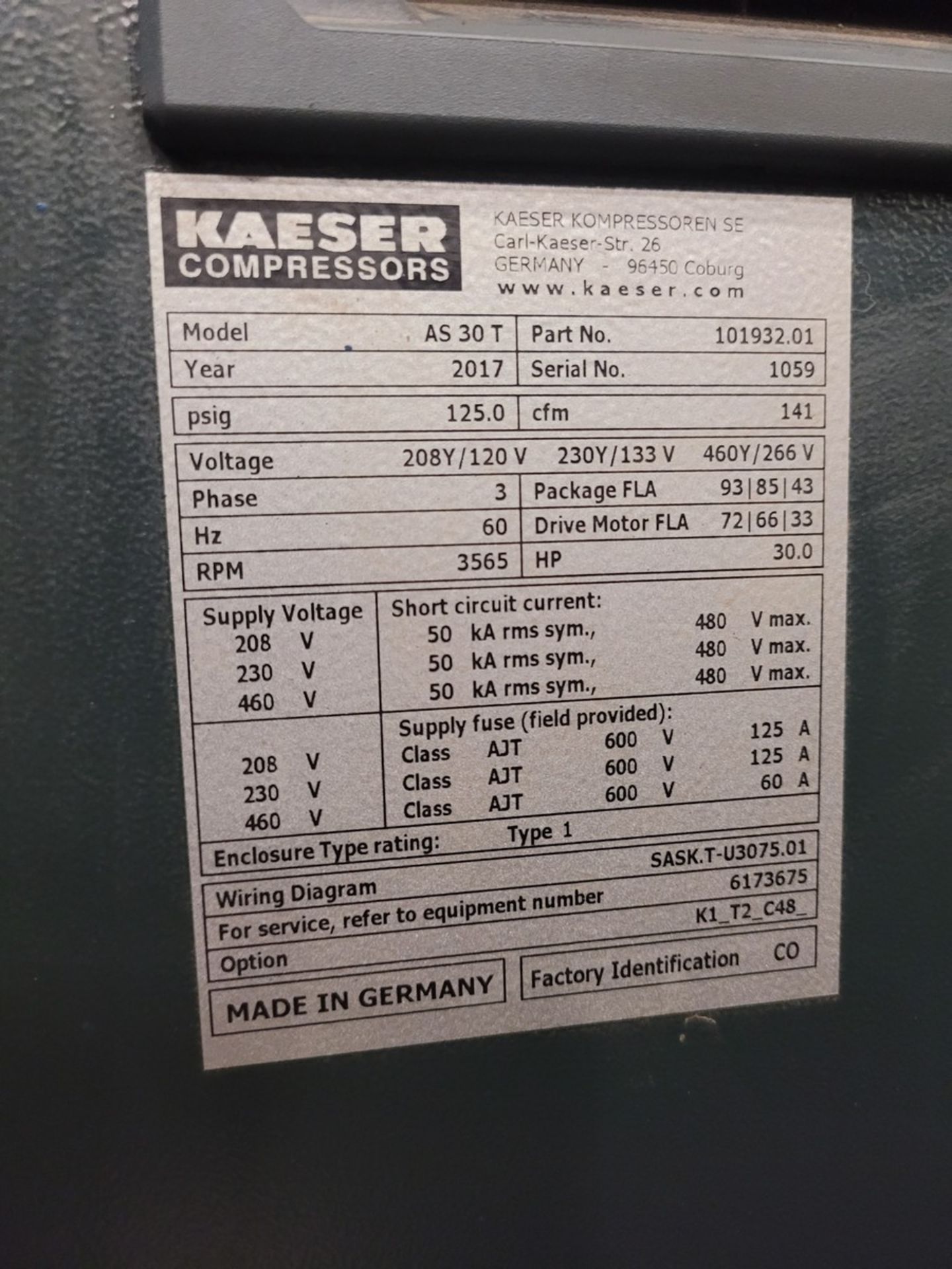 Kaeser AS30T 30 HP Air Compressor - Image 5 of 7
