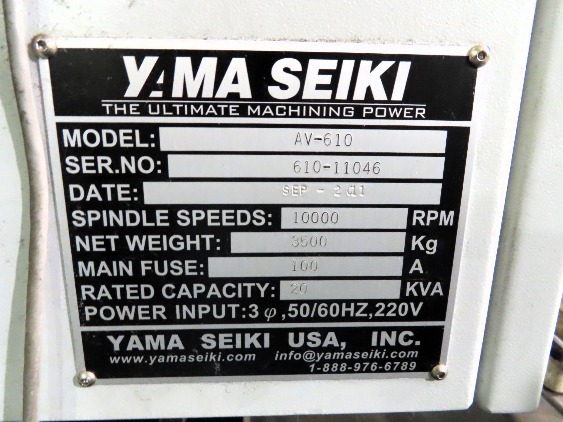 2011 Yama Seiki Awea AV-610 CNC Vertical Machining Center - Image 9 of 9