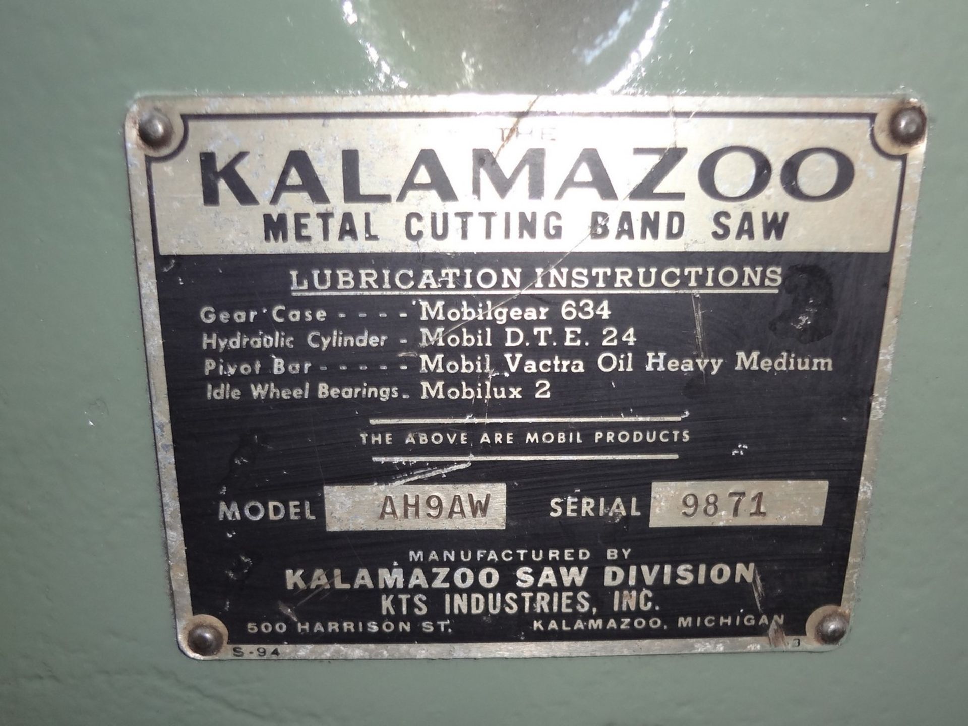 Kalamazoo AH9AW Horizontal Band Saw - Image 5 of 9