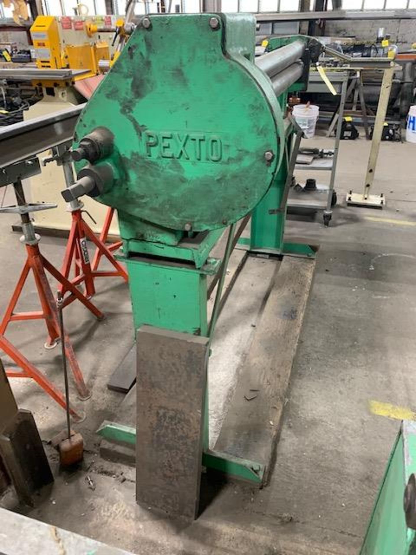 PEXTO NO. 46 MANUAL 48 IN. INITIAL PINCH BENDING ROLL MOUNTED ON HEAVY DUTY IRON BASE, 3 IN... - Image 8 of 11