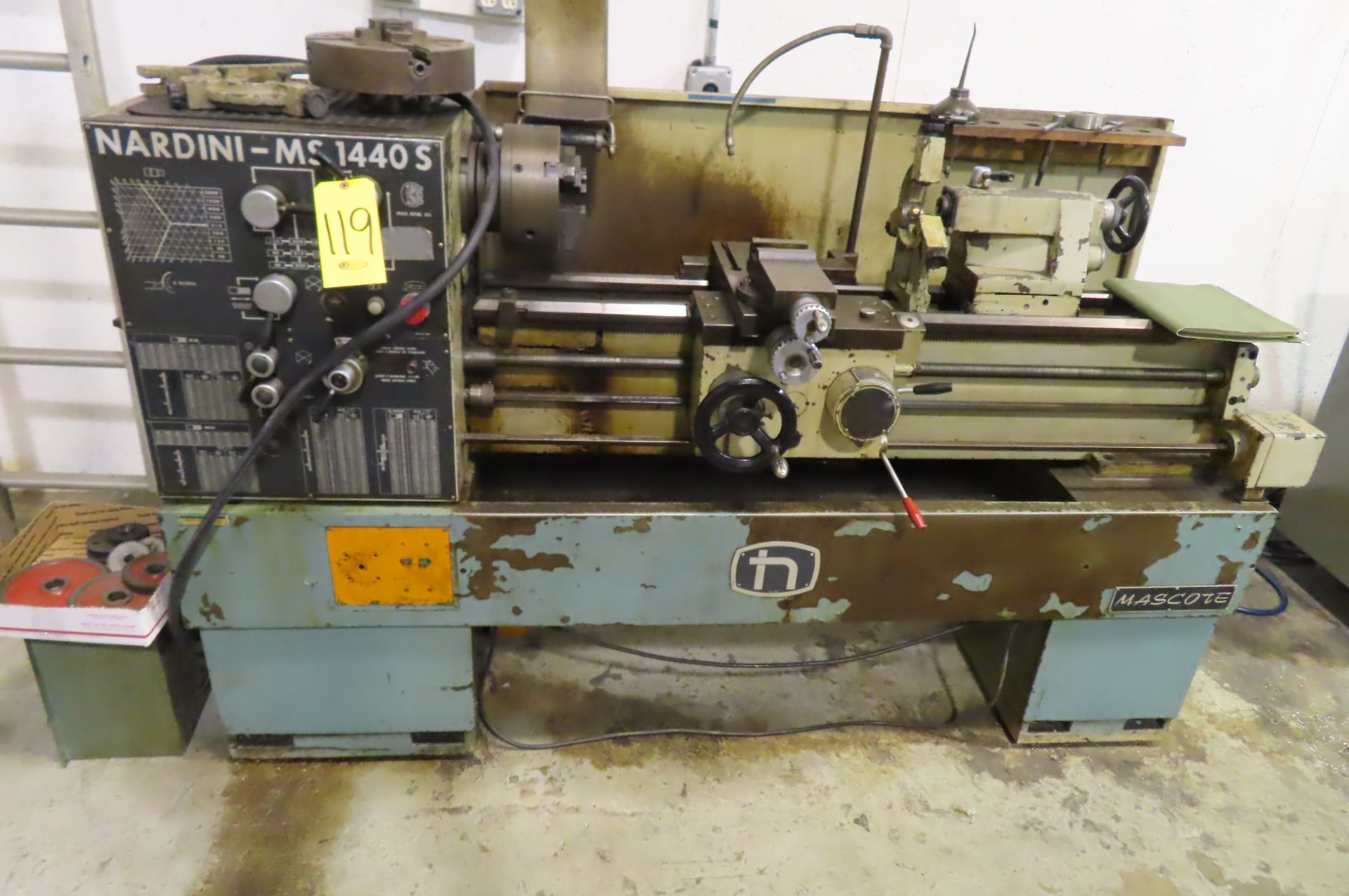 NARDINI MASCOTTE 1440S GAP BED ENGINE LATHE, S/N 256.412.514 E, 14/20 IN. X 40 IN., 1.21 IN. SPDL..