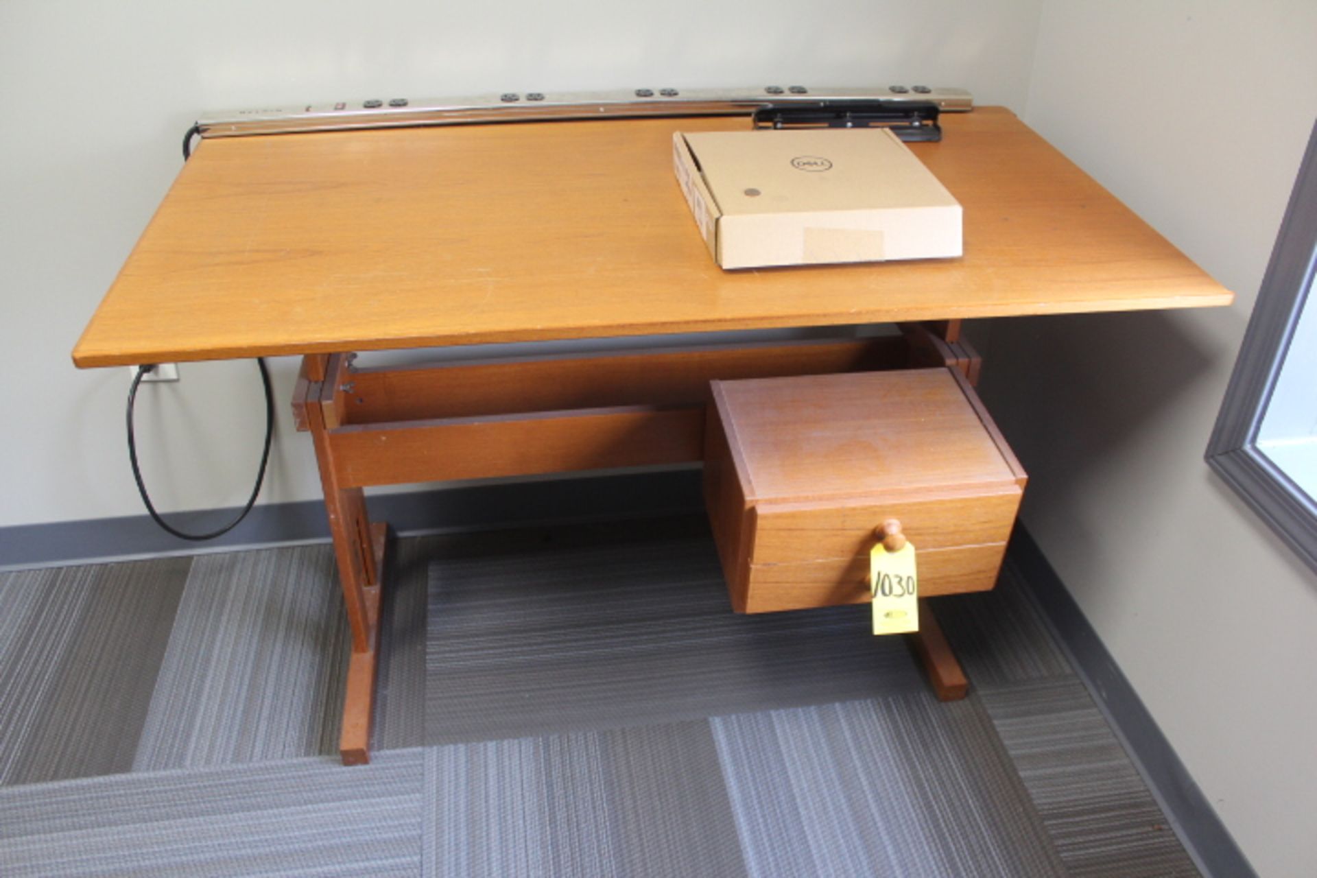 27 IN. X 51 IN. WOOD DRAFTING TABLE WITH DRAWER AND POWER STRIP