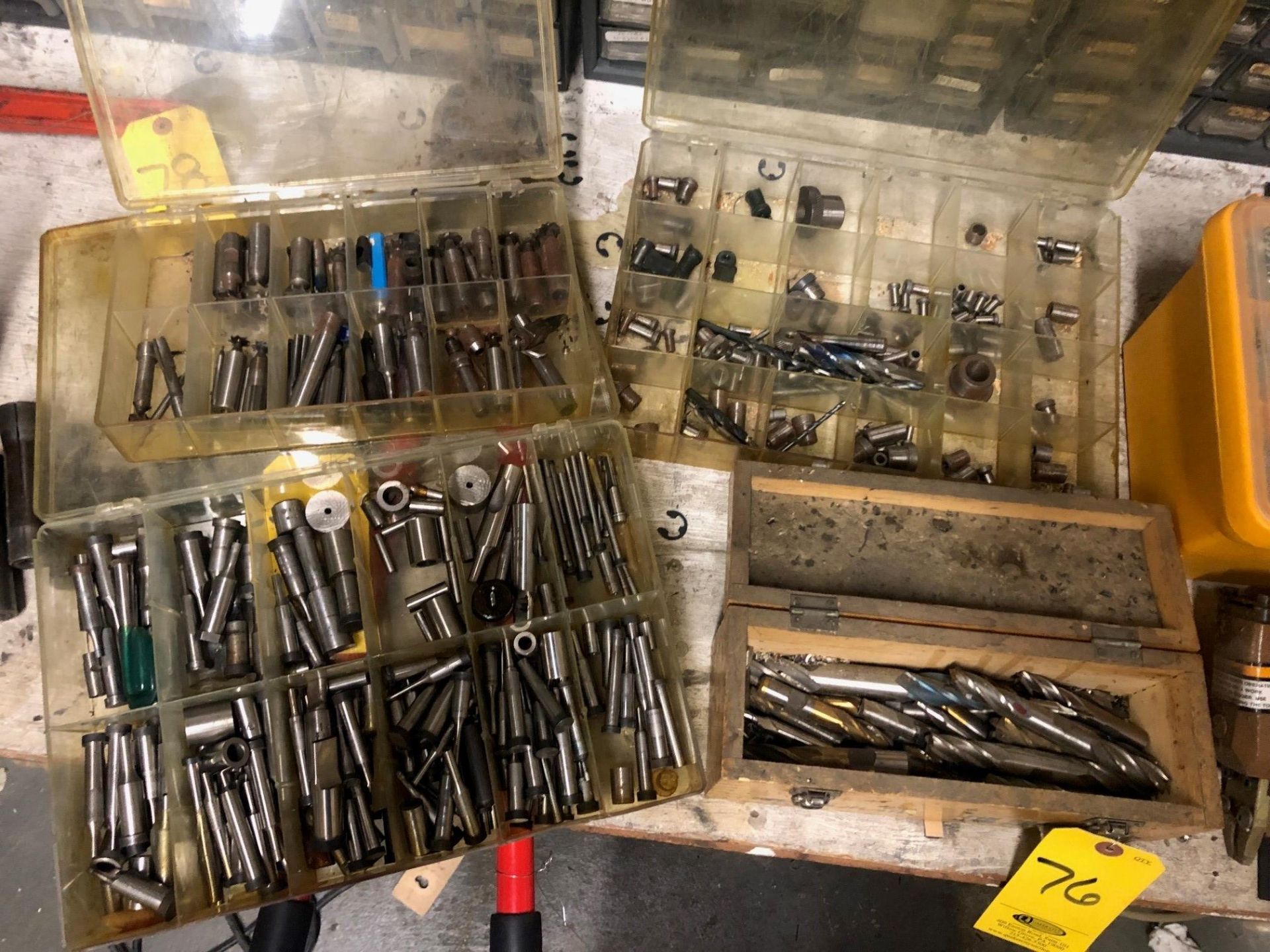 (3) SORTERS OF ASSORTED KEYWAY CUTTERS, PUNCHES, BUSHINGS, AND A BOX OF ASSORTED END MILLS - Image 2 of 3