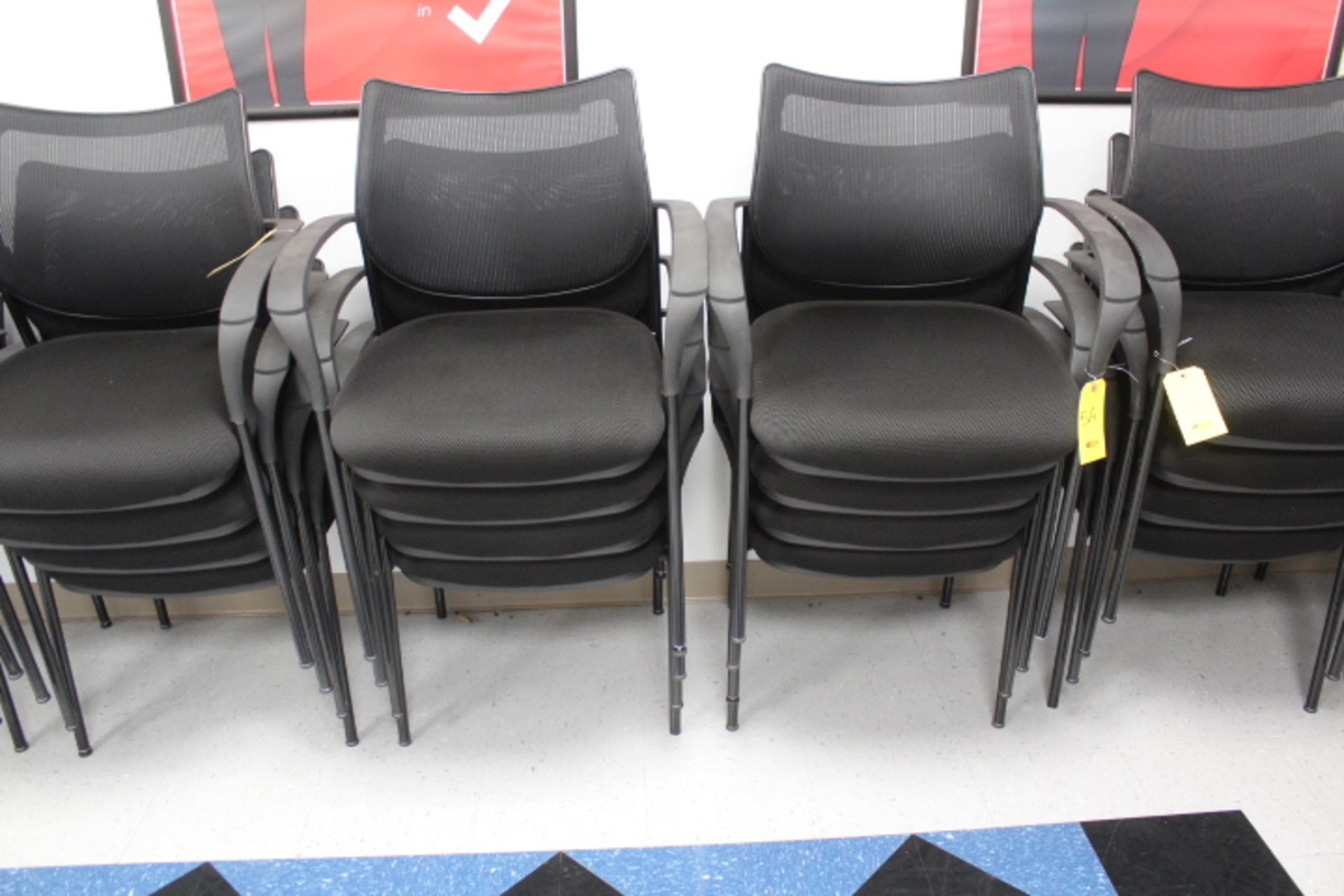 8-BLACK STACK ARM CHAIRS