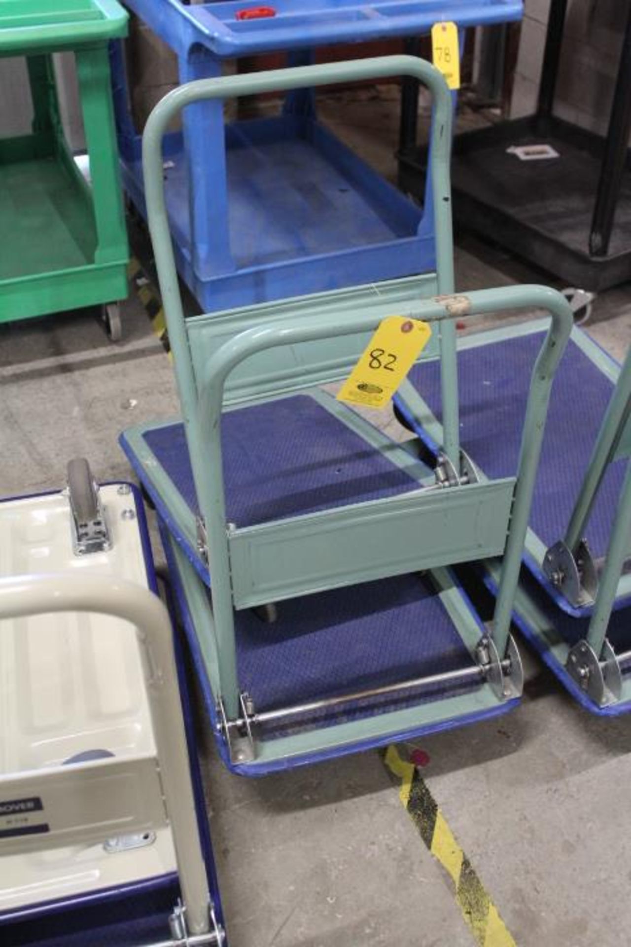 (2) ULINE HANDI MOVER FOLDING HANDLE METAL CARTS