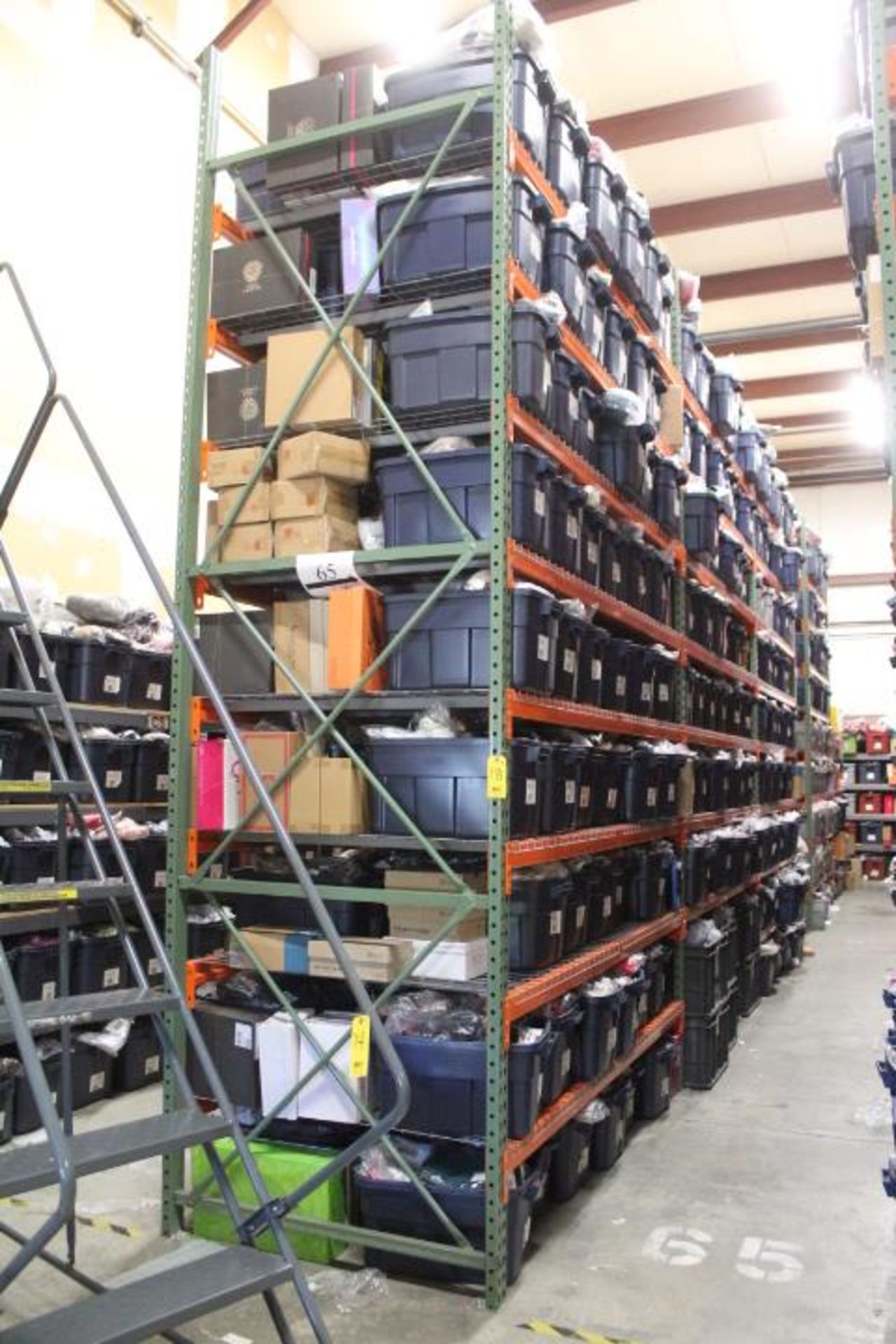 (4) SECTIONS TEAR DROP PALLET RACKING, (6) UPRIGHTS, (62) CROSS BEAMS AND (62) WIRE…