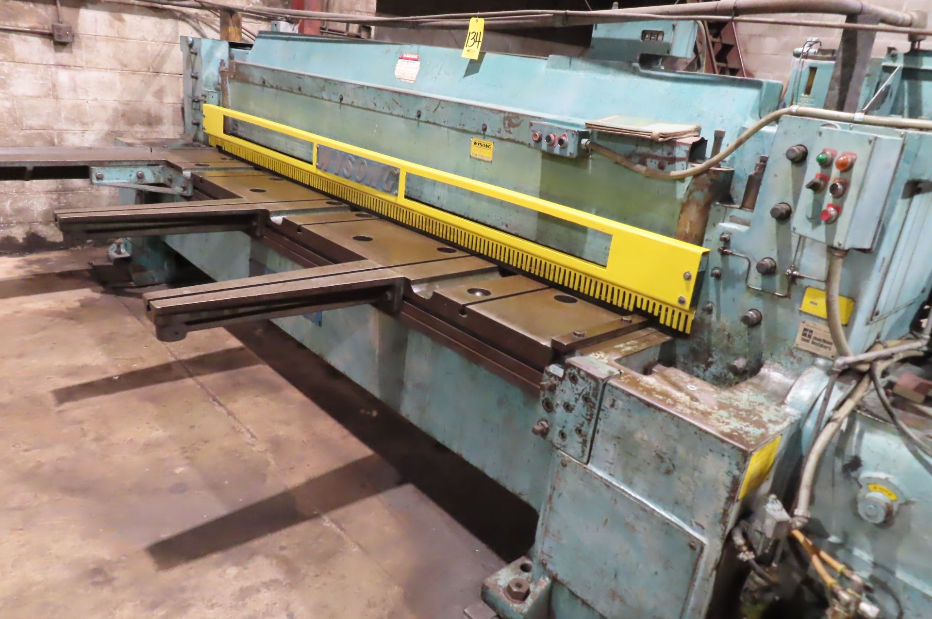 WYSONG 1038 POWER SQUARING SHEAR, S/N P31-160, FRONT OPERATED POWER ...