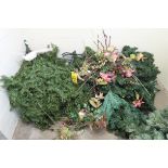 ASST. ARTIFICIAL XMAS TREE PARTS AND DECORATIONS