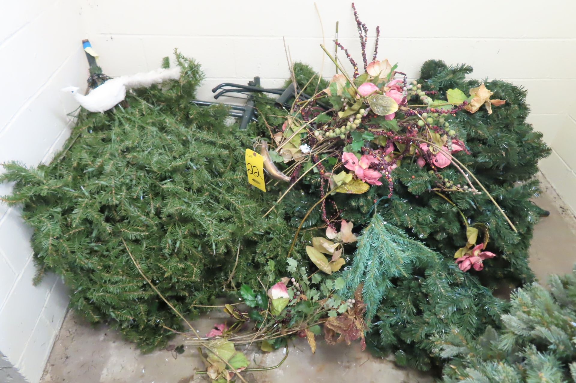 ASST. ARTIFICIAL XMAS TREE PARTS AND DECORATIONS