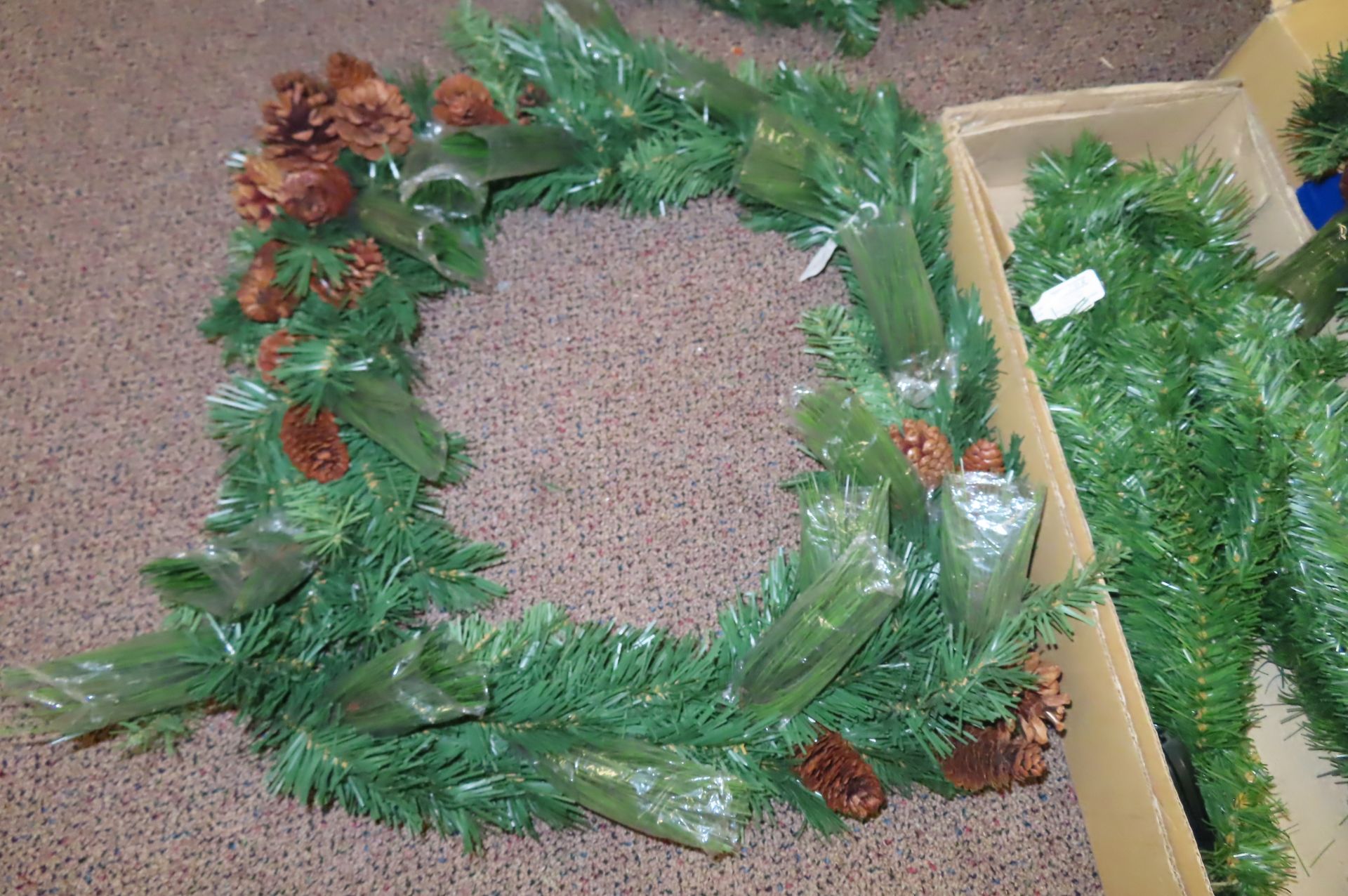 (2) ARTIFICIAL RECTANGULAR WREATHS (ONE WITH LIGHTS) - Image 3 of 3