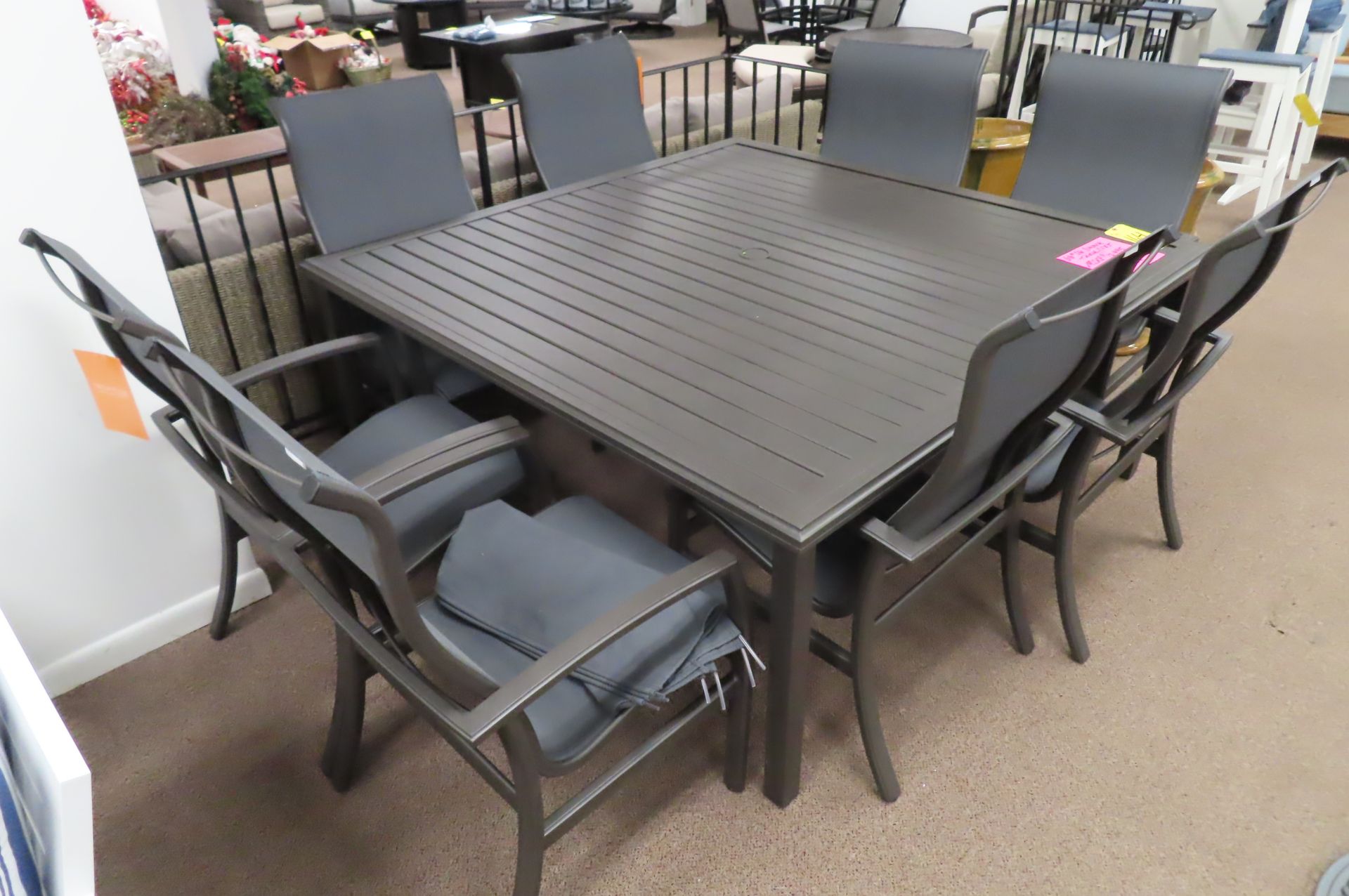 TROPITONE 66 IN. AMICI SQUARE ALUMINUM FRAME GRAPHITE DINING TABLE WITH ...