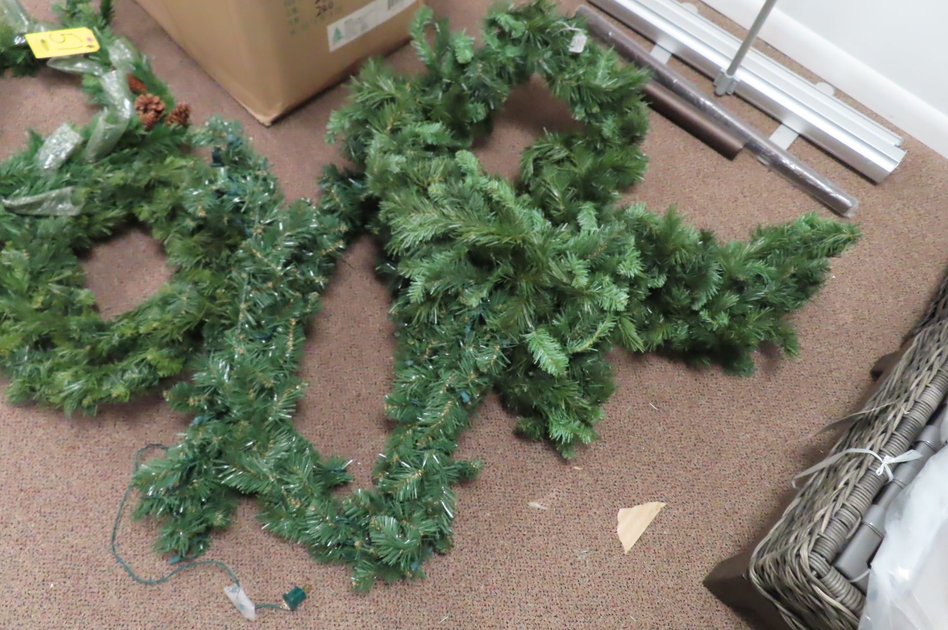 RECTANGULAR ARTIFICAL WREATH WITH PINECONES, 20 IN. ARTIFICAL WREATHS AND (2) 9 FT… - Image 3 of 4