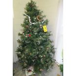 84 IN. ARITFICIAL XMAS TREE WITH DECORATIONS, LIGHTS AND STAND
