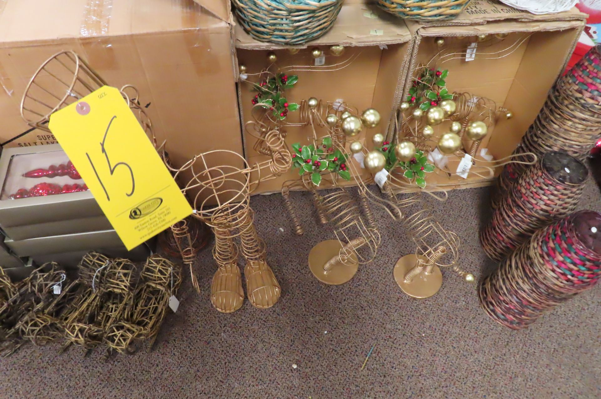 (5) WIRE DECORATIVE FIGURES, ASST. FLOWERS, XMAS WICKER BASKETS, FOAM FLOWERS… - Image 2 of 11