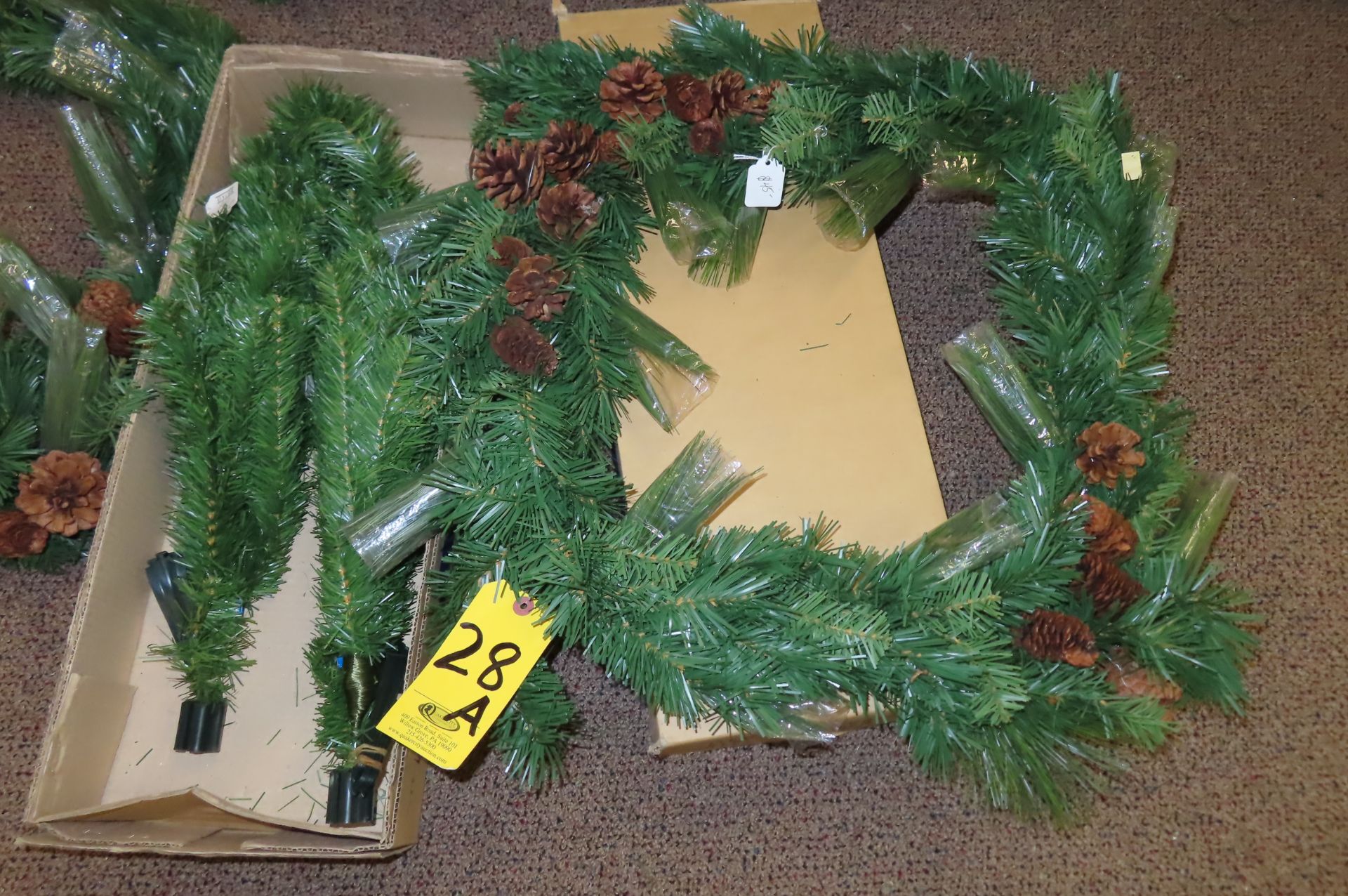 (2) ARTIFICIAL RECTANGULAR WREATHS (ONE WITH LIGHTS) - Image 2 of 3