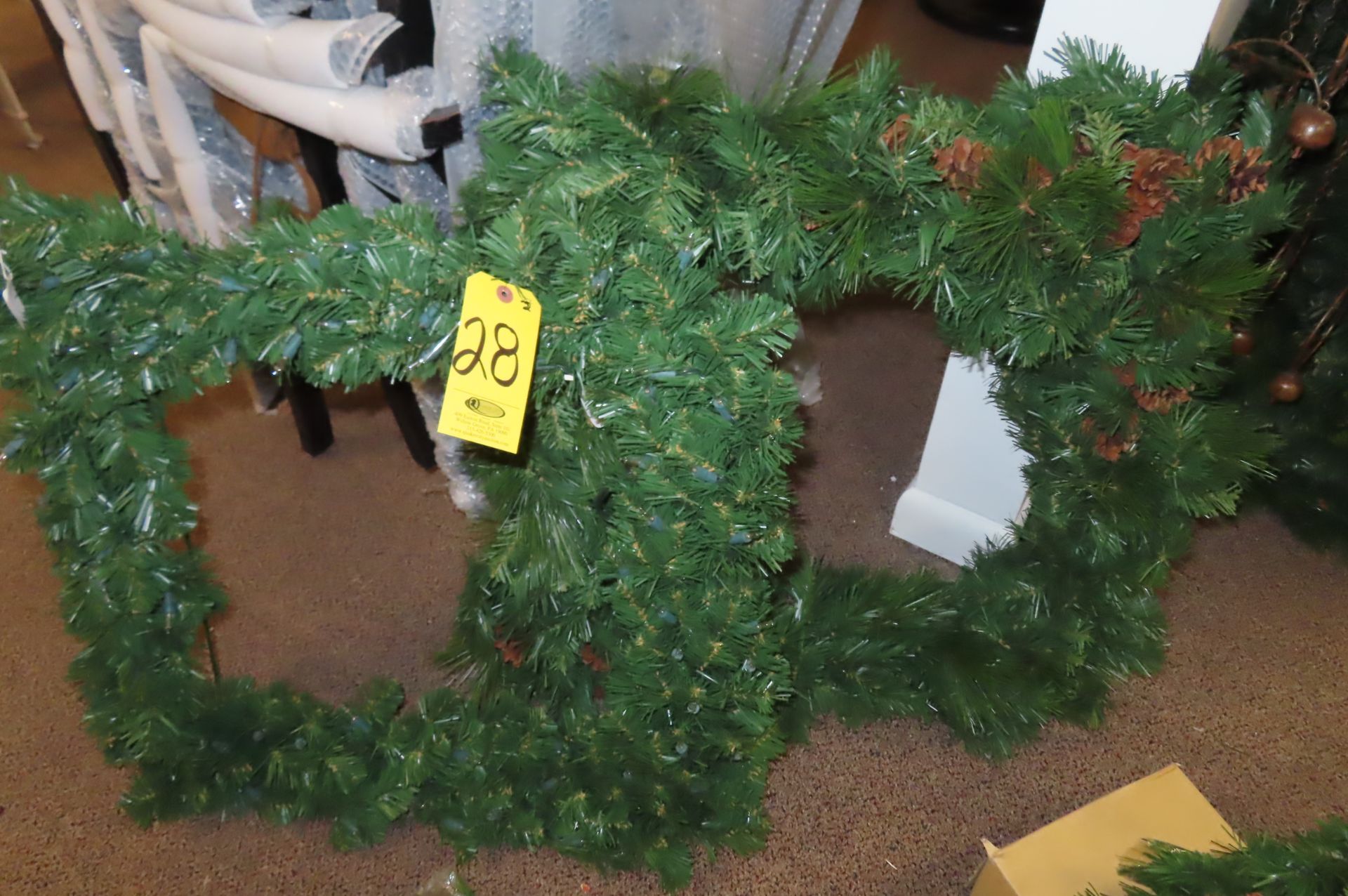 (2) ARTIFICIAL RECTANGULAR WREATHS (ONE WITH LIGHTS)