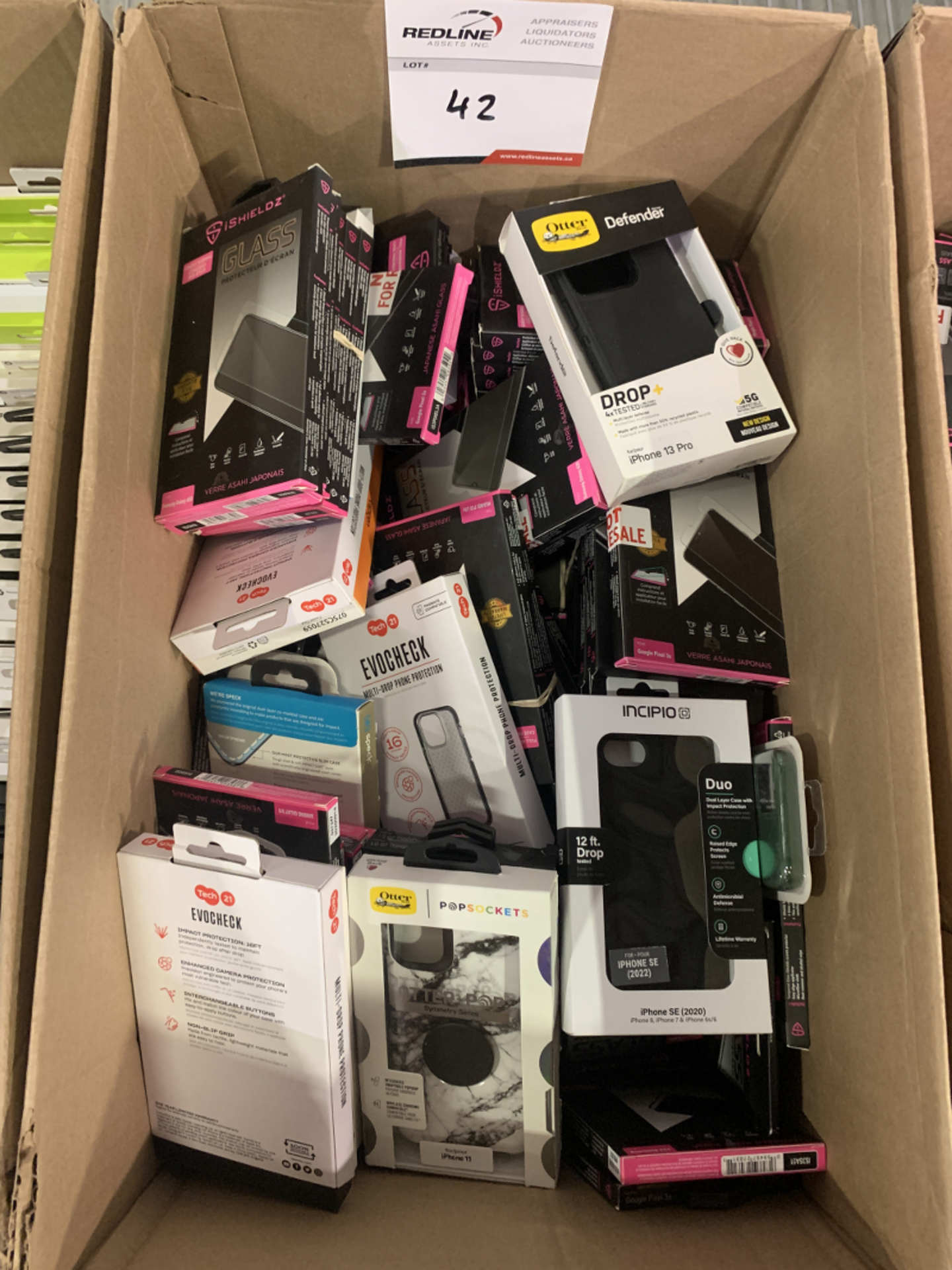 BOX OF ASSORTED CELL PHONE CASES & SCREEN PROTECTORS - Image 2 of 2