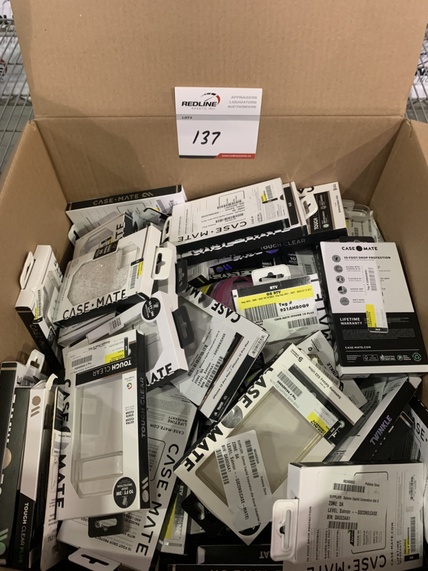 BOX OF ASSORTED CELL PHONE CASES & SCREEN PROTECTORS