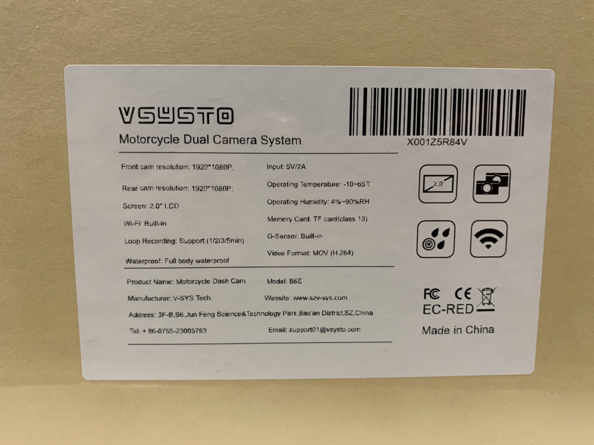 VSYSTO - Moto -rcycle Dual Camera System X 12PCS - Image 2 of 3