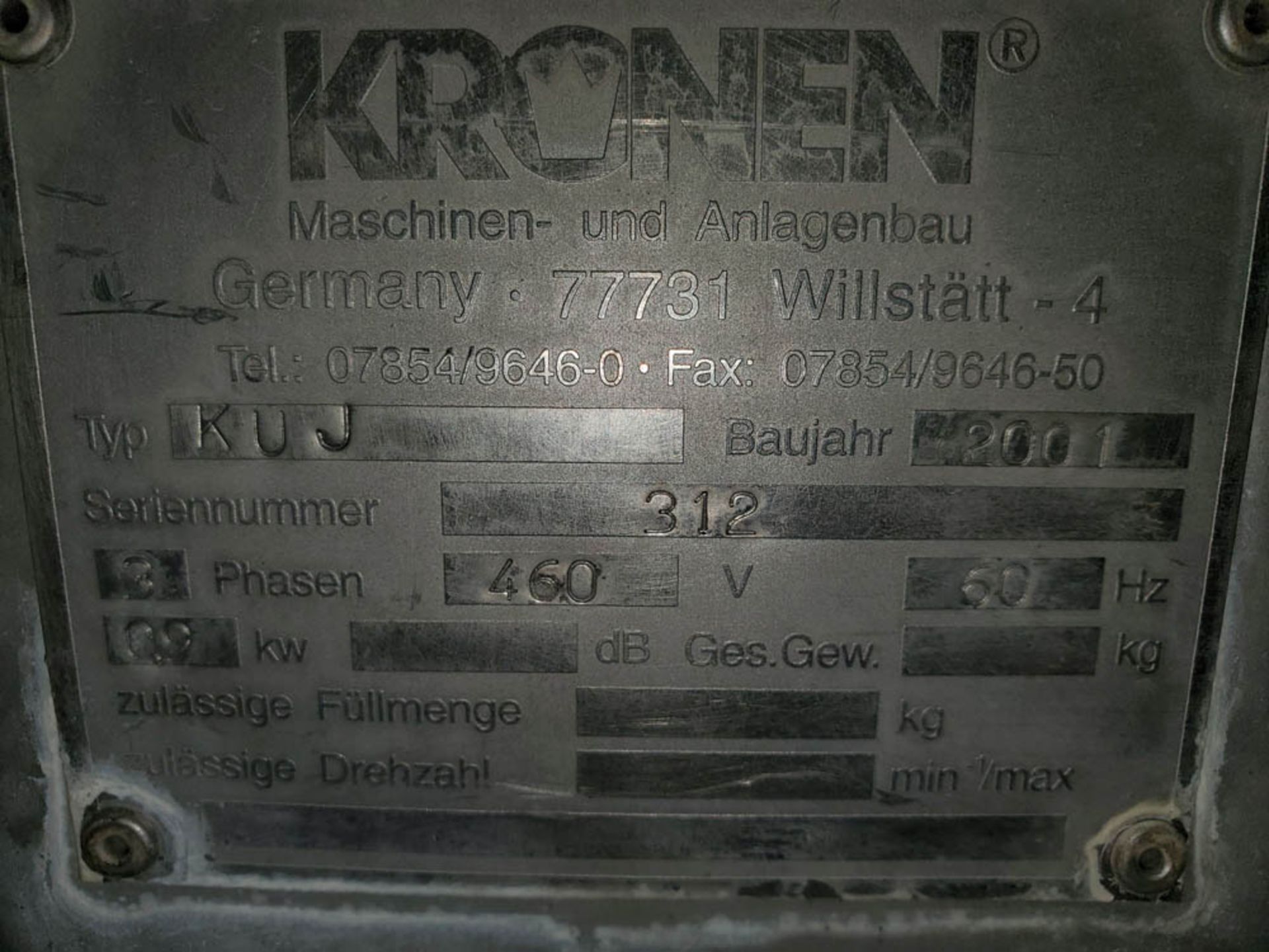 2001 Kronen KUJ Dicer, Slicer, Strip Cutter - Image 2 of 12
