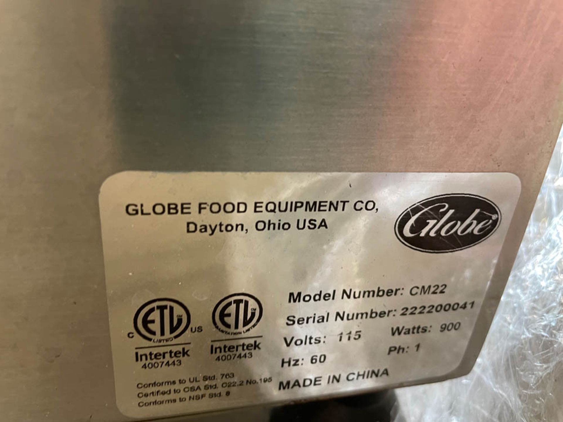 Globe Chefmate Grinder, MN: CM22, SN: 222200041, 115 Volts, 900 Watts, 60 Hz, 1 PH - Image 7 of 10