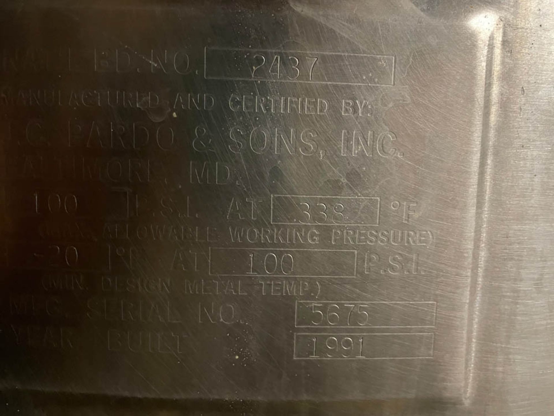 JC Pardo & Sons, Inc. 100 Gallon Jacketed Kettle - Image 8 of 13