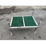 (2) Stainless Steel Work Stands 42" x 32" x 13"T, Adjustable legs, Green Grid