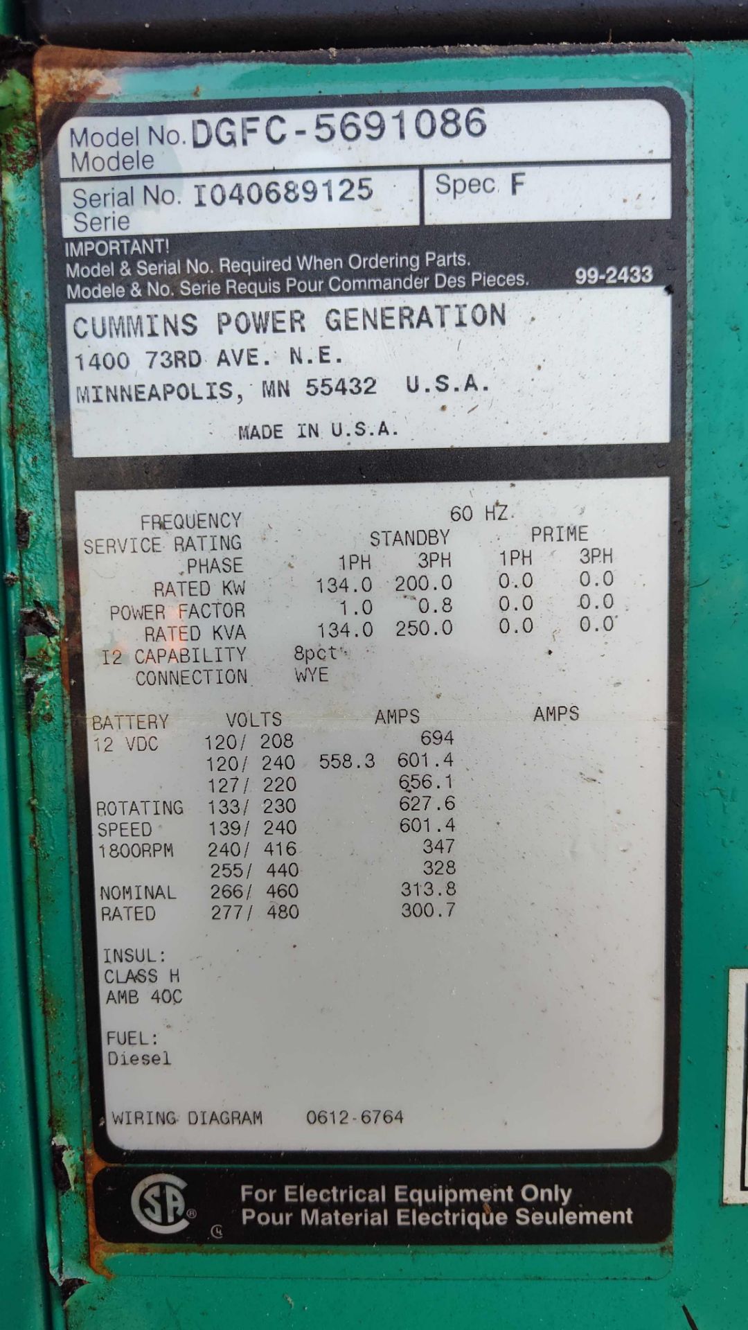 Cummins DGFC-5691086 Diesel 200KW Generator - Image 13 of 14