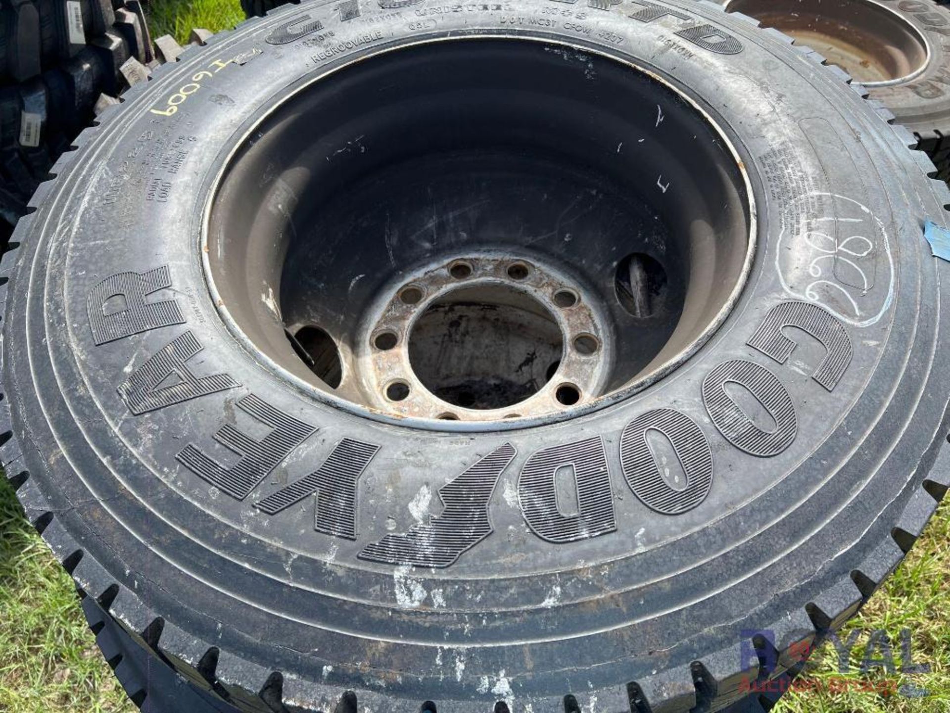 Set of 4 Goodyear G164 11R22.5 Tires with Wheels - Image 3 of 3