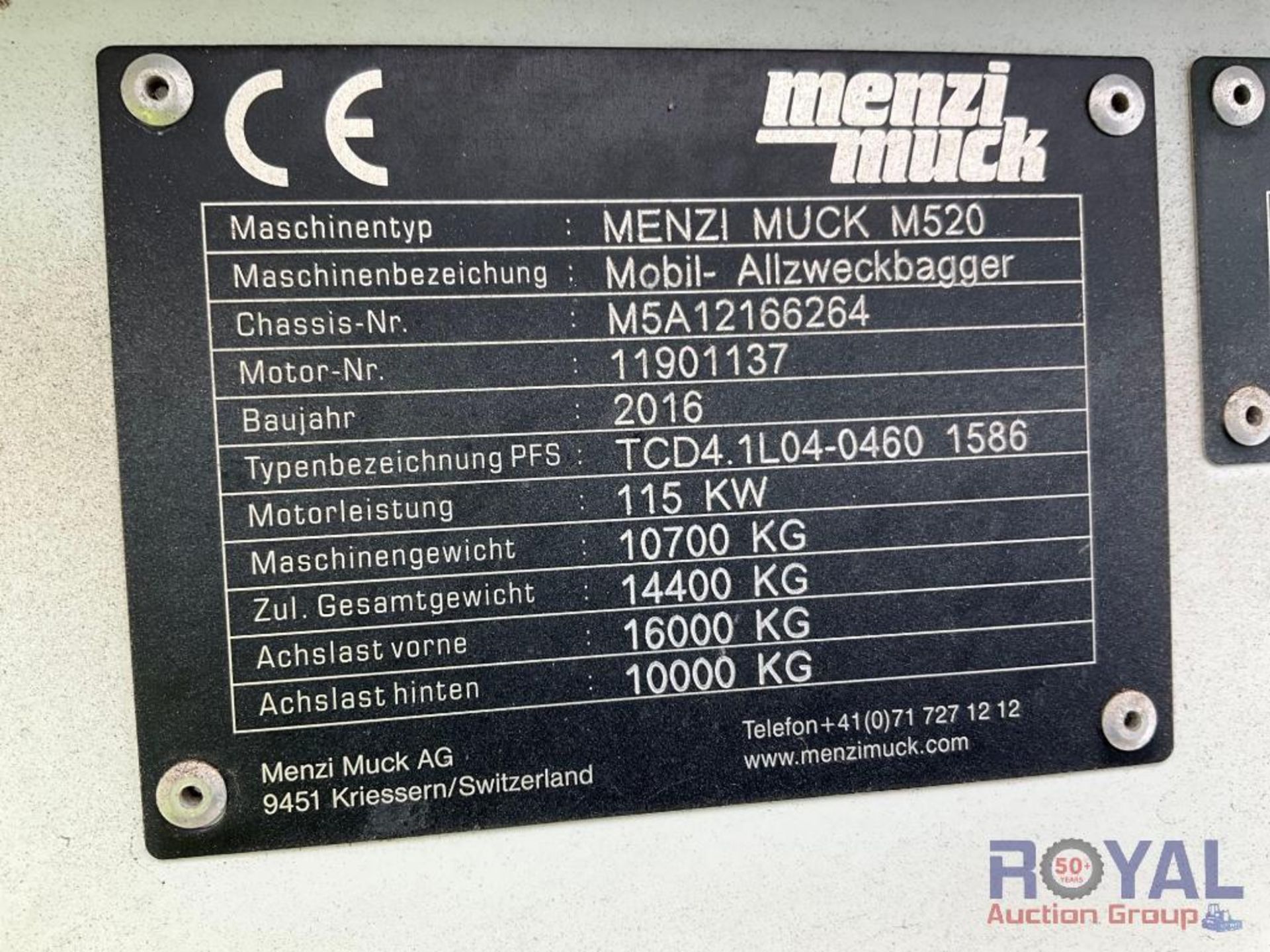 2017 Menzi Muck M520 w/ Brush Hog Attachment - Image 9 of 57
