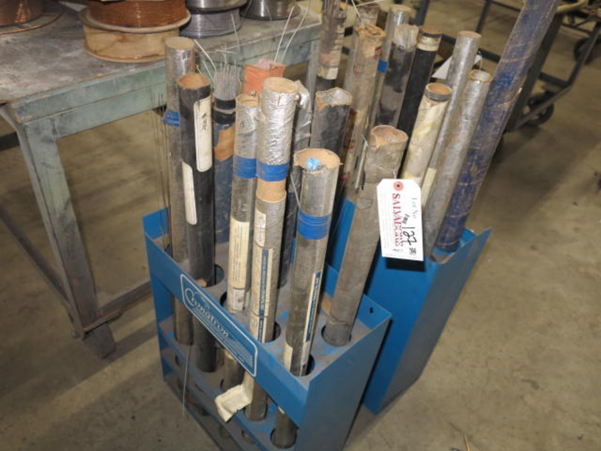 Lot Various Tig Welding Rods, Various Alloys, Various Thickness and Rack