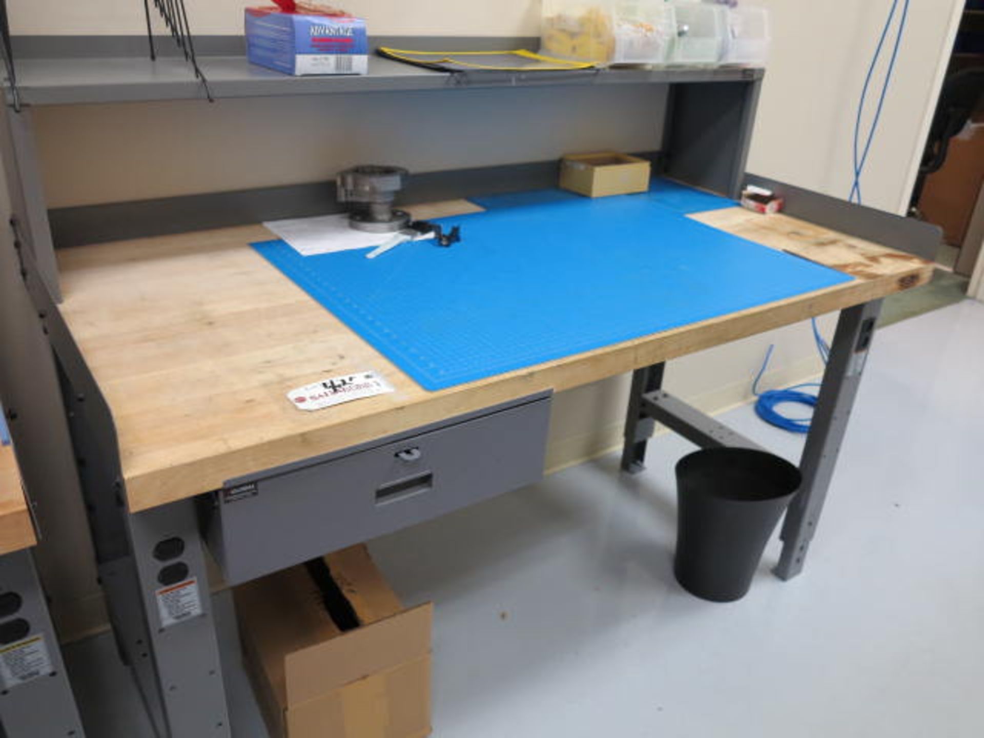 5' x 30'' x 34''h Butcher Block Work Table with Shelving
