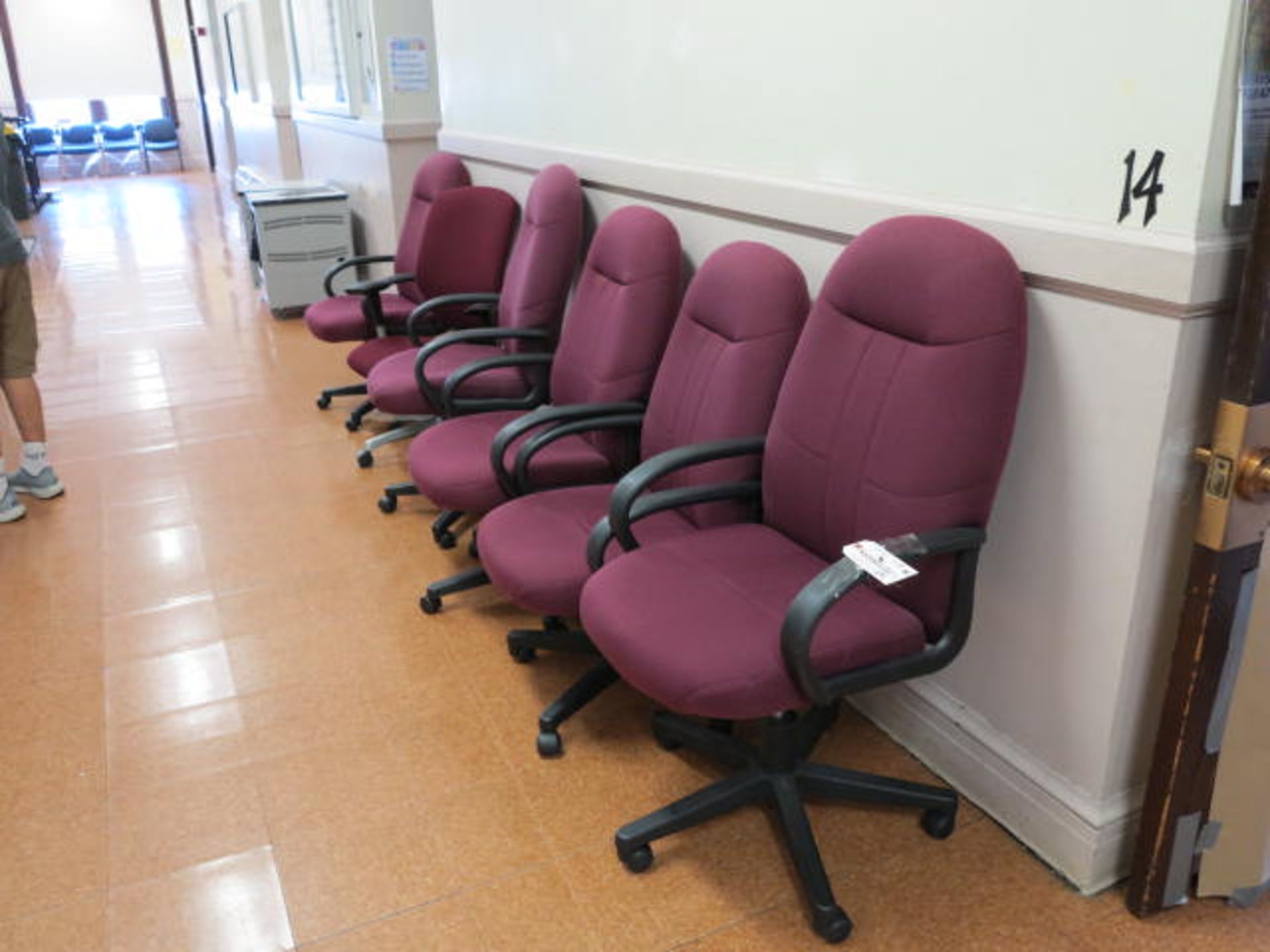 Lot (6) Maroon Swivel Chairs