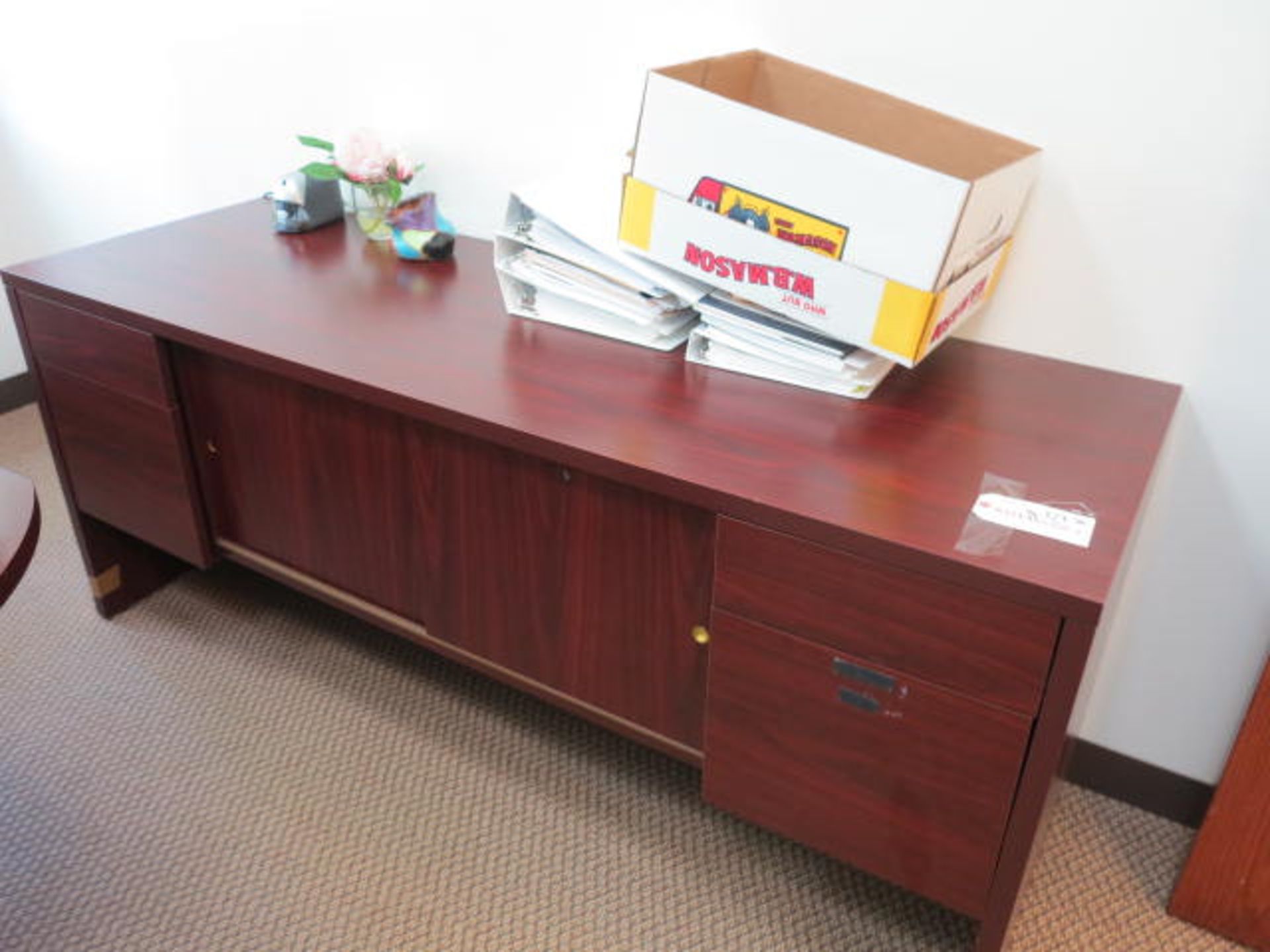 Lot 96'' x 42'' x 72'' U Shaped Executive Desk, Credenza and Bookshelf - Image 2 of 3
