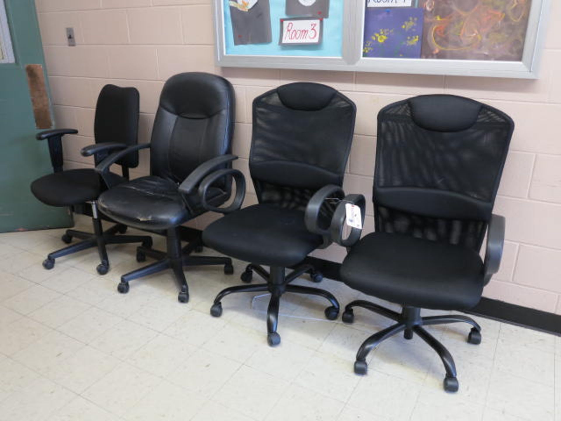 Lot (4) Black Swivel Chairs